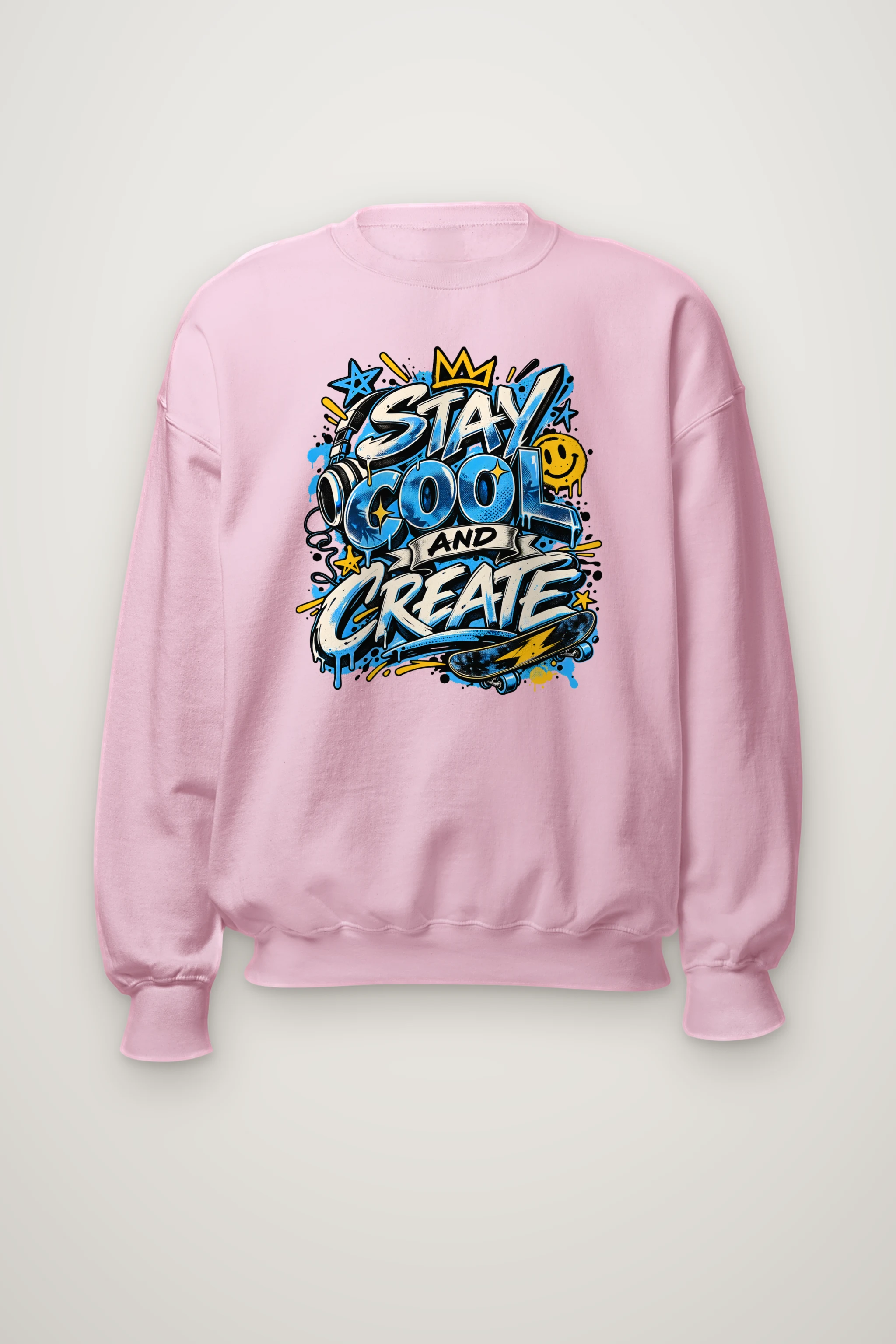 "Blue Graffiti Crown Crew" Heavy Blend Unisex Crewneck Sweatshirt