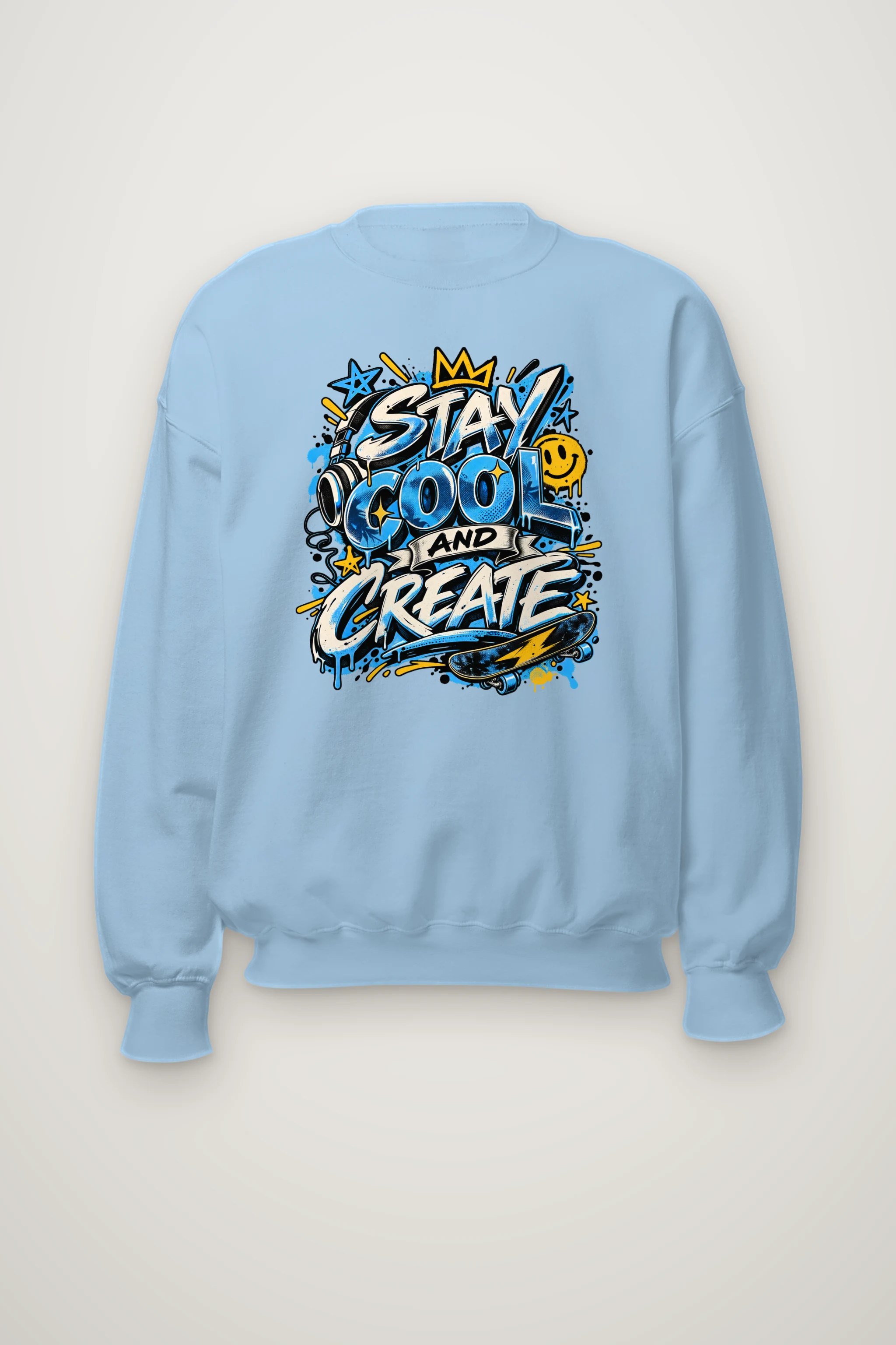 "Blue Graffiti Crown Crew" Heavy Blend Unisex Crewneck Sweatshirt