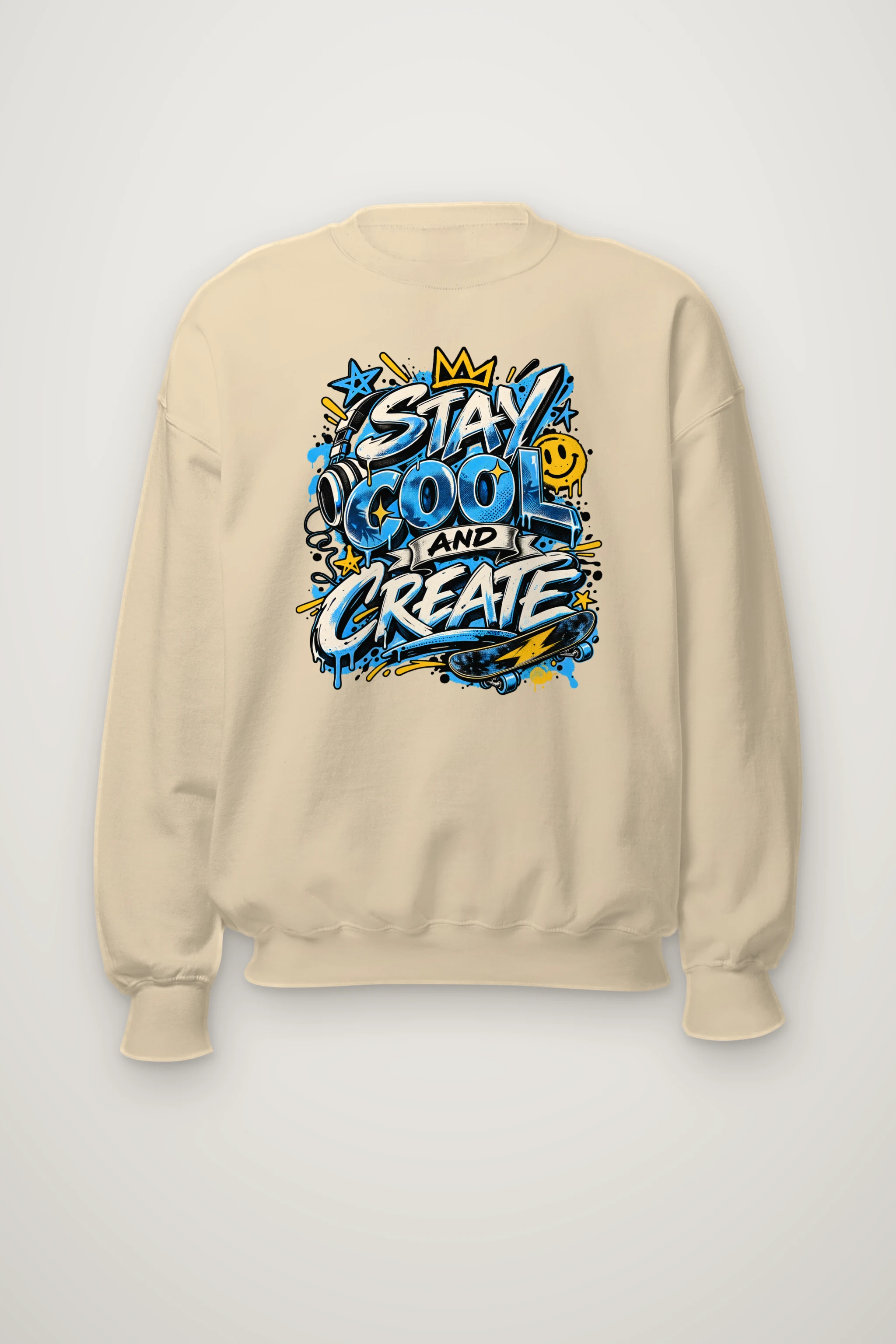 "Blue Graffiti Crown Crew" Heavy Blend Unisex Crewneck Sweatshirt
