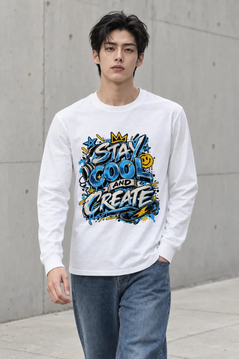 "Blue Gradient Graffiti" Unisex Longsleeve T-shirt