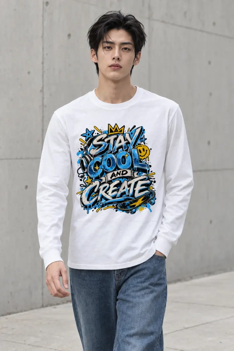 "Blue Gradient Graffiti" Unisex Longsleeve T-shirt