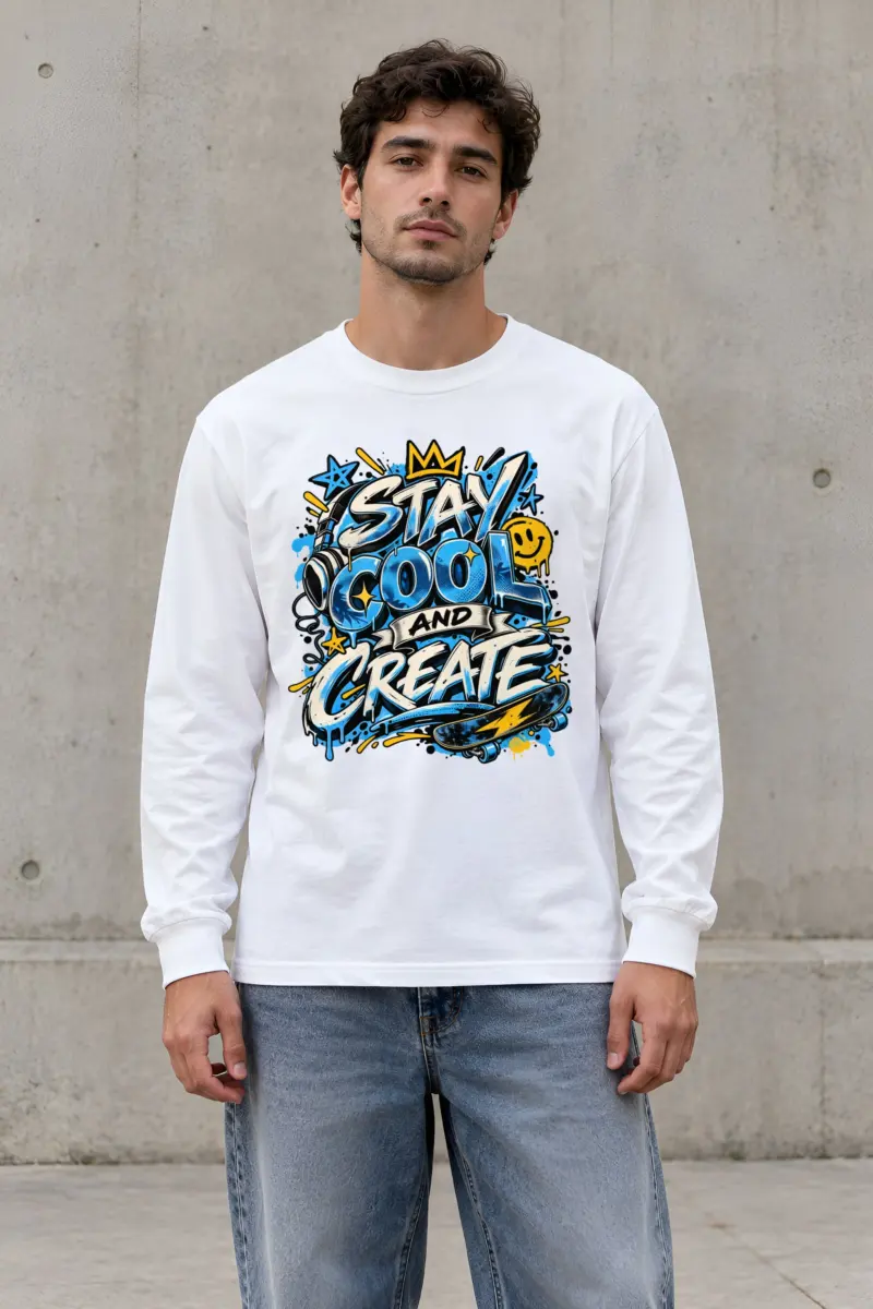 "Blue Gradient Graffiti" Unisex Longsleeve T-shirt