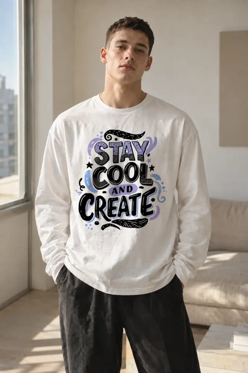 "Stay Cool And Create" Unisex Longsleeve T-shirt | Gildan 2400