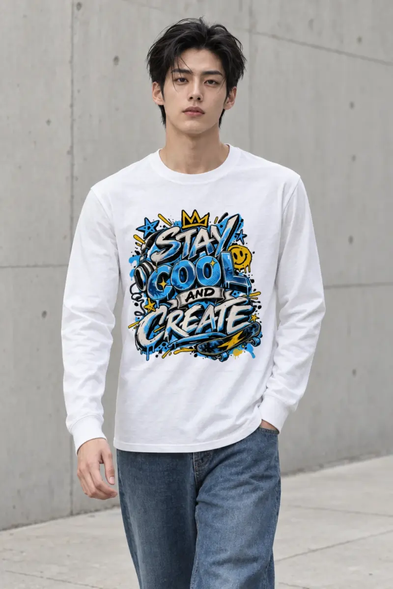 "Blue Gradient Graffiti" Unisex Longsleeve T-shirt
