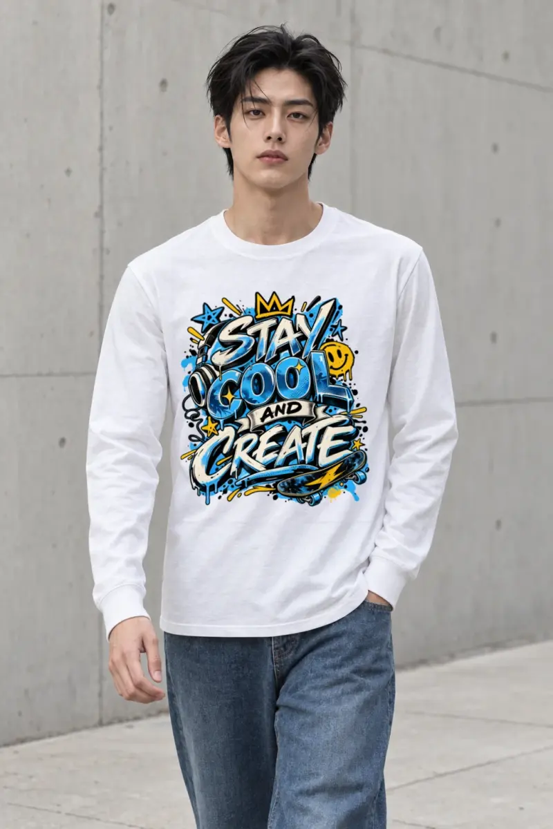 "Blue Gradient Graffiti" Unisex Longsleeve T-shirt