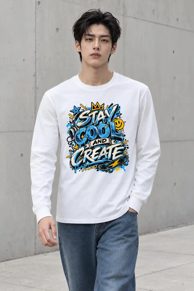 "Blue Gradient Graffiti" Unisex Longsleeve T-shirt