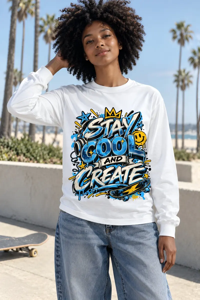 "Blue Gradient Graffiti" Unisex Longsleeve T-shirt