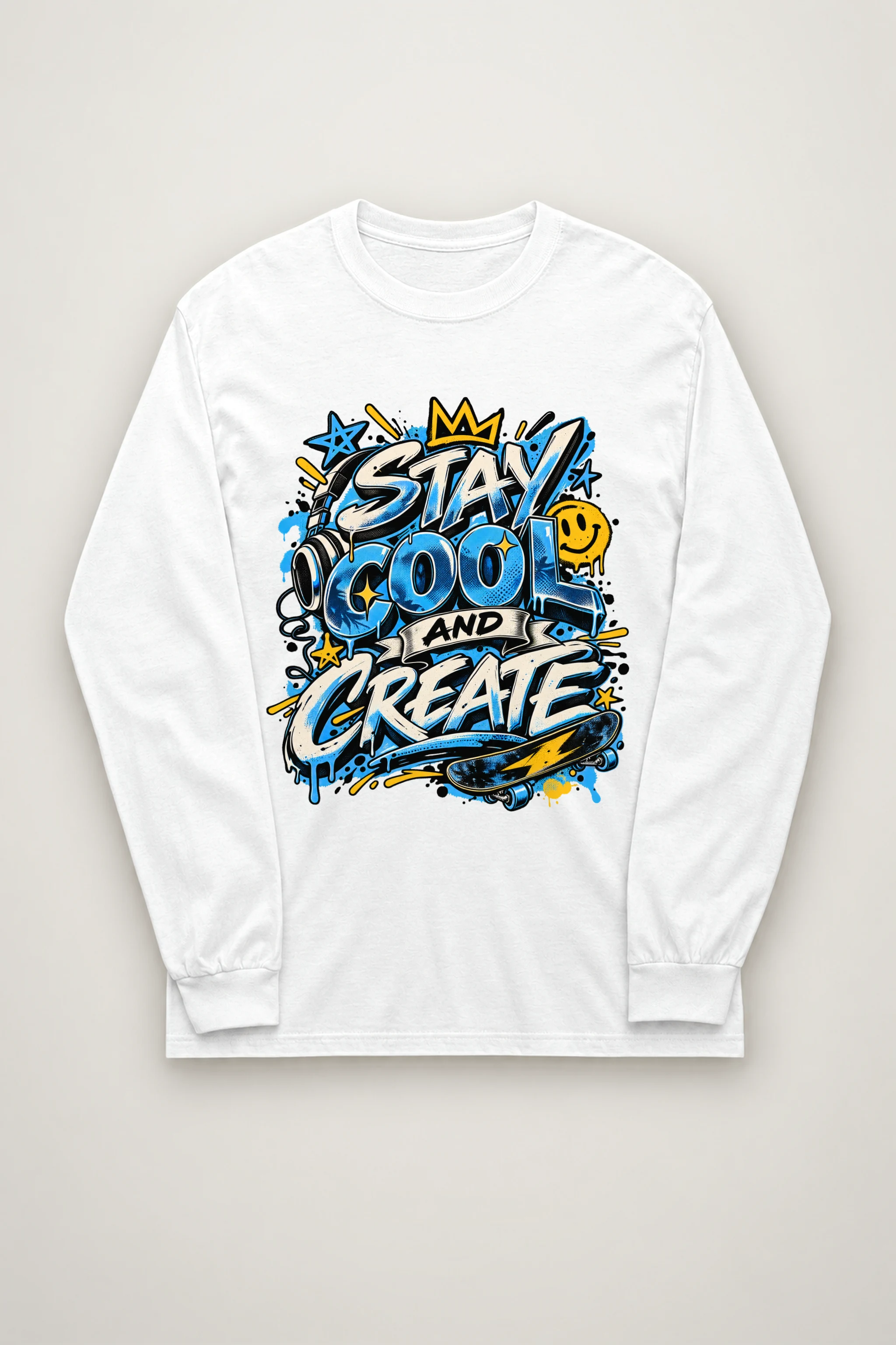 "Blue Gradient Graffiti" Unisex Longsleeve T-shirt