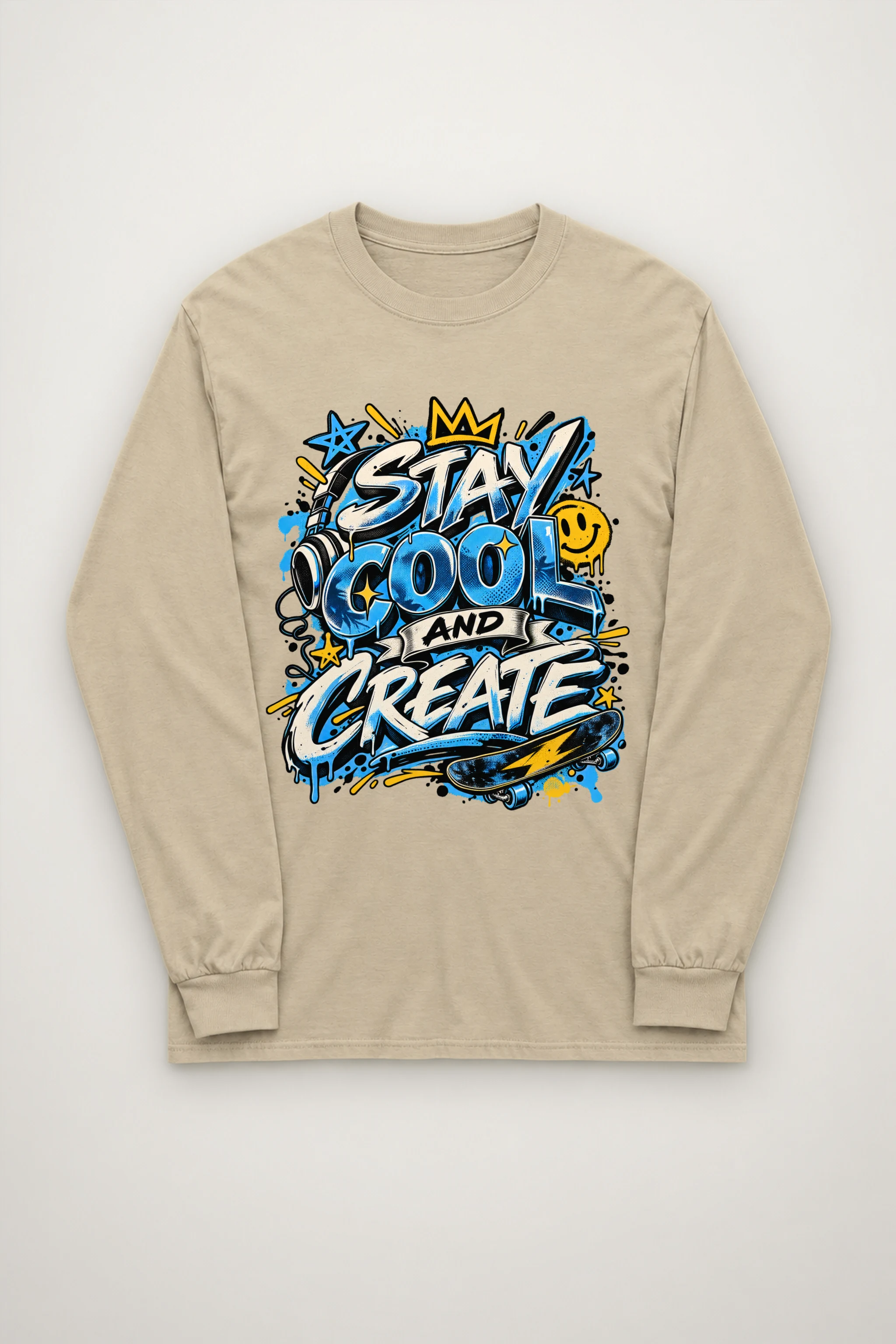 "Blue Gradient Graffiti" Unisex Longsleeve T-shirt