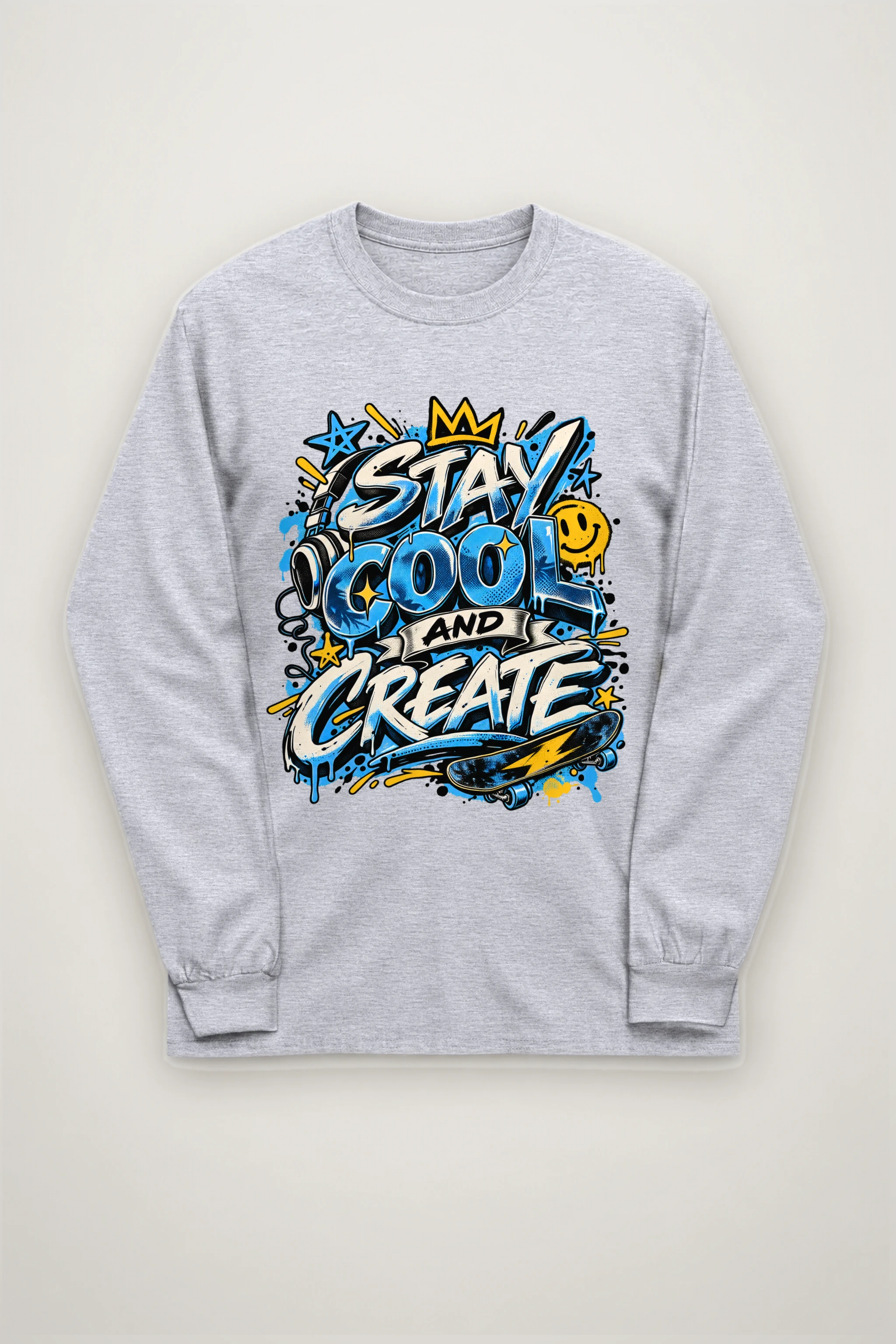 "Blue Gradient Graffiti" Unisex Longsleeve T-shirt
