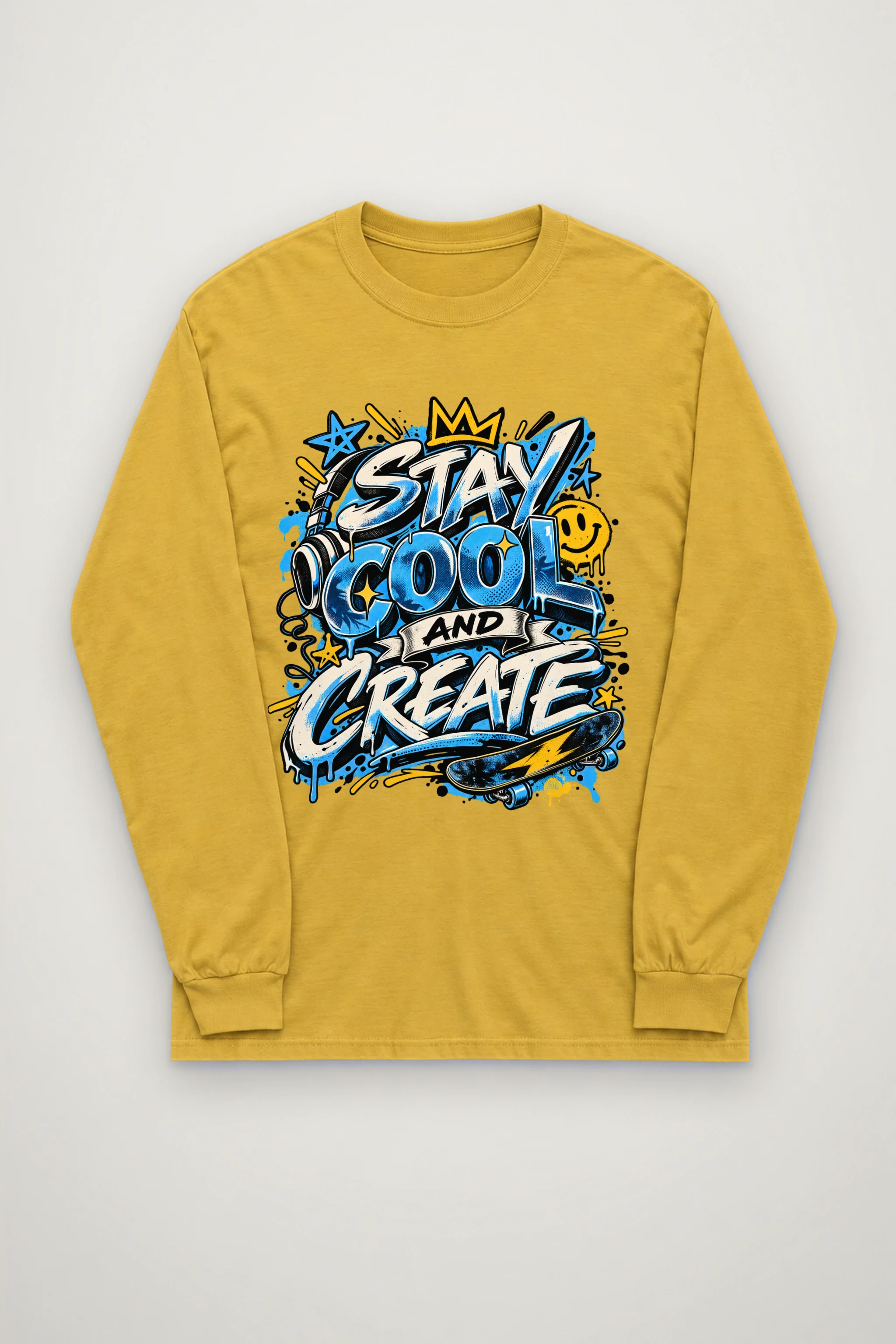 "Blue Gradient Graffiti" Unisex Longsleeve T-shirt