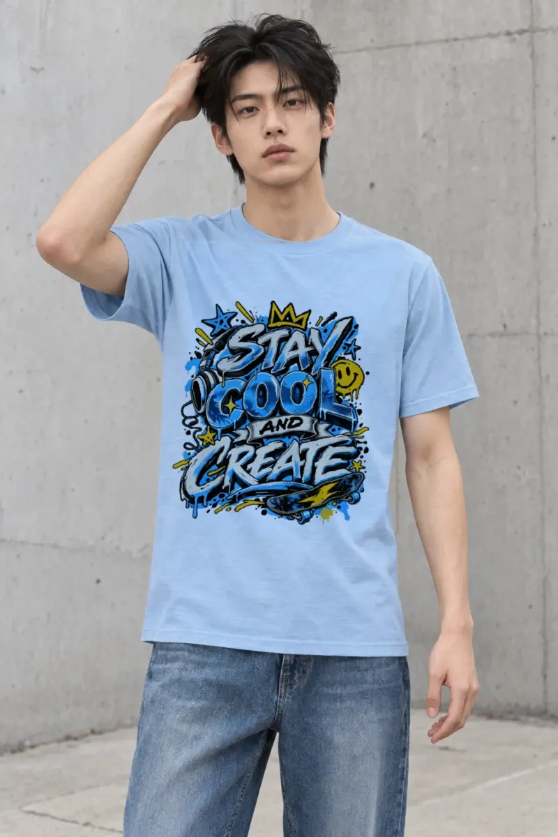 "Blue Graffiti Lettering" Heavyweight Unisex Crewneck T-shirt