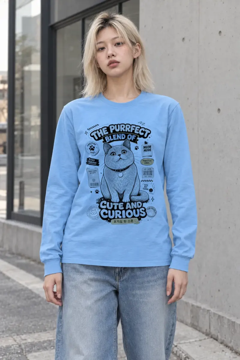 "Stay Curious Cat" Unisex Longsleeve T-shirt