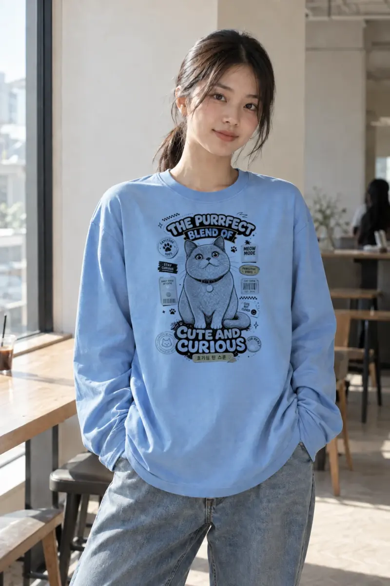 “Stay Curious Cat” Unisex Longsleeve T-shirt | Gildan 2400