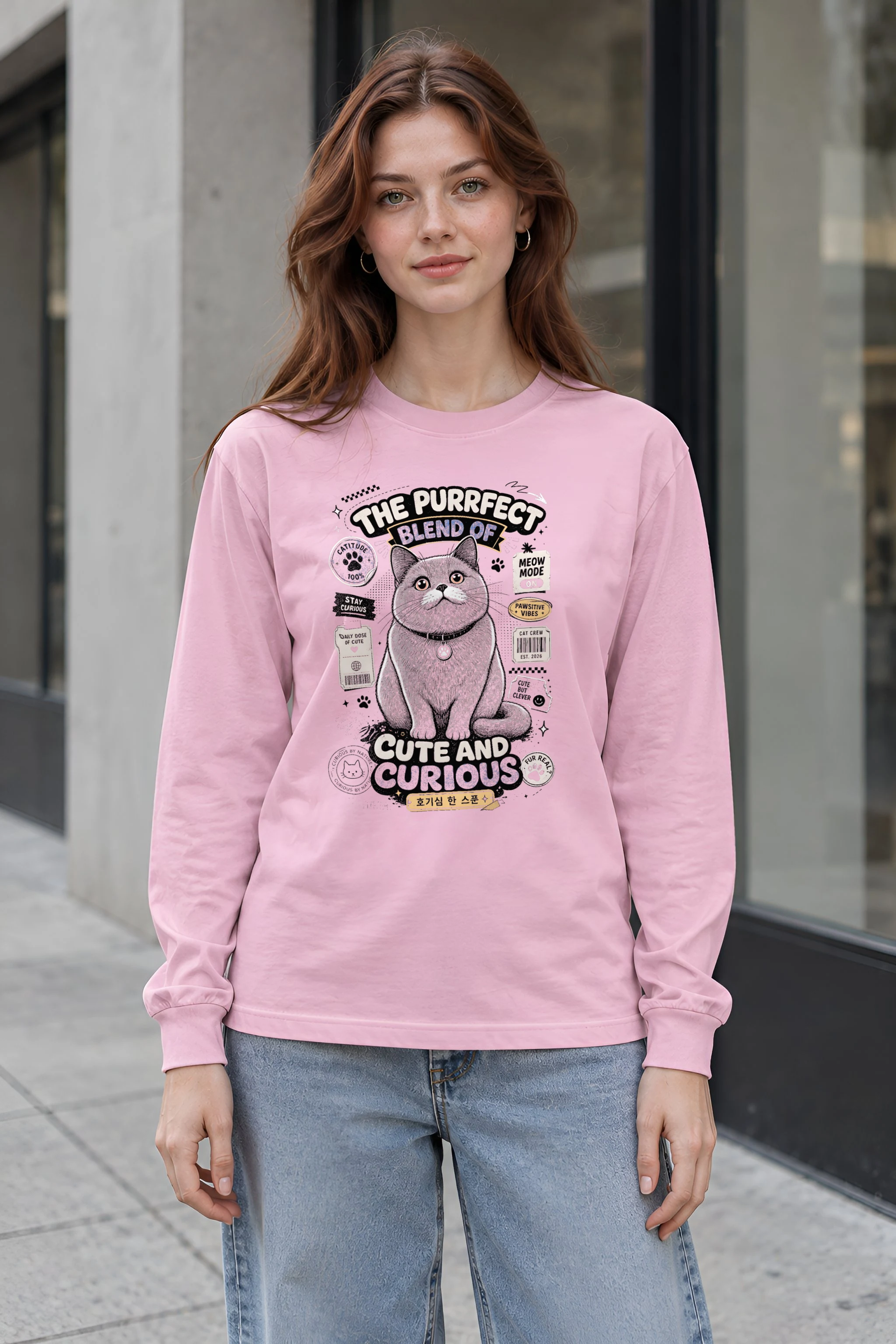 "Stay Curious Cat" Unisex Longsleeve T-shirt