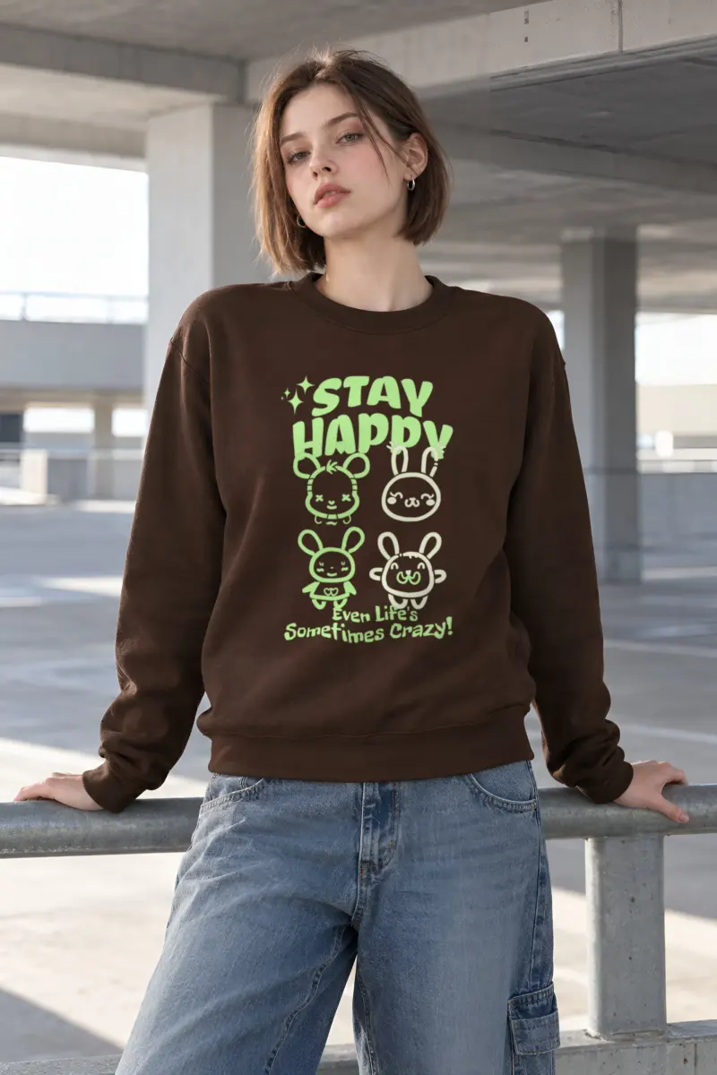 "Stay Happy Bunnies" Heavy Blend Unisex Crewneck Sweatshirt
