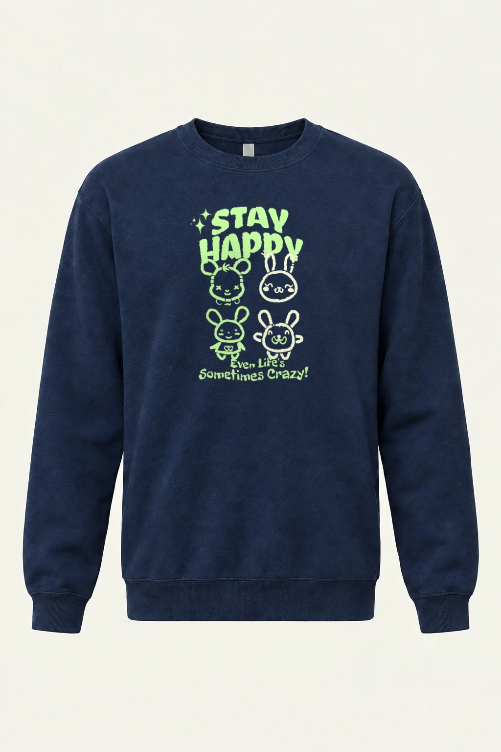 "Stay Happy Bunnies" Heavy Blend Unisex Crewneck Sweatshirt | Gildan 18000