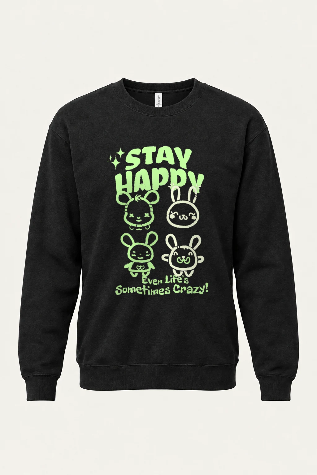 "Stay Happy Bunnies" Heavy Blend Unisex Crewneck Sweatshirt | Gildan 18000