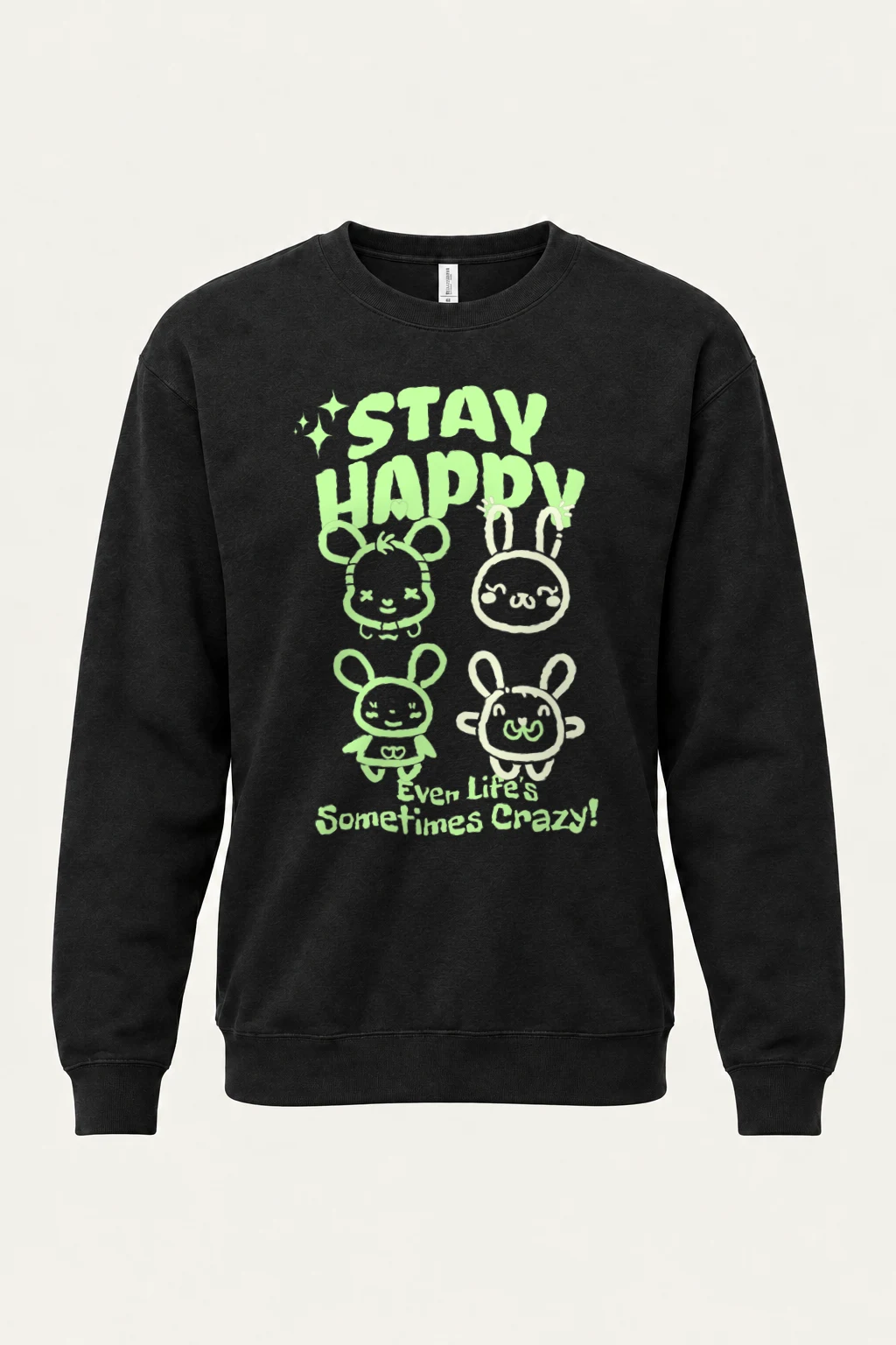 "Stay Happy Bunnies" Heavy Blend Unisex Crewneck Sweatshirt | Gildan 18000