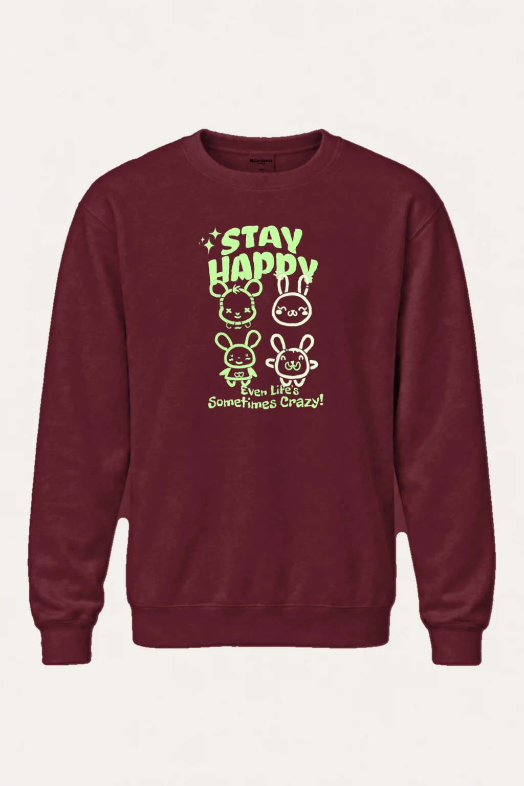 "Stay Happy Bunnies" Heavy Blend Unisex Crewneck Sweatshirt | Gildan 18000