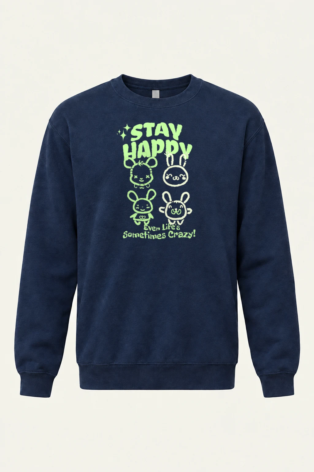 "Stay Happy Bunnies" Heavy Blend Unisex Crewneck Sweatshirt | Gildan 18000