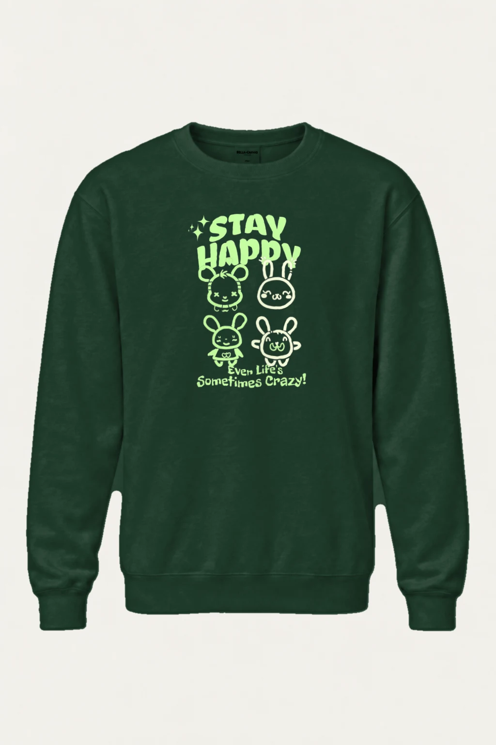 "Stay Happy Bunnies" Heavy Blend Unisex Crewneck Sweatshirt | Gildan 18000
