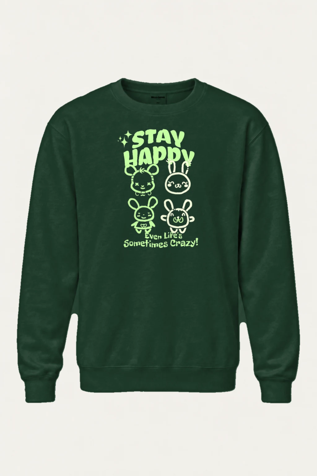 "Stay Happy Bunnies" Heavy Blend Unisex Crewneck Sweatshirt | Gildan 18000