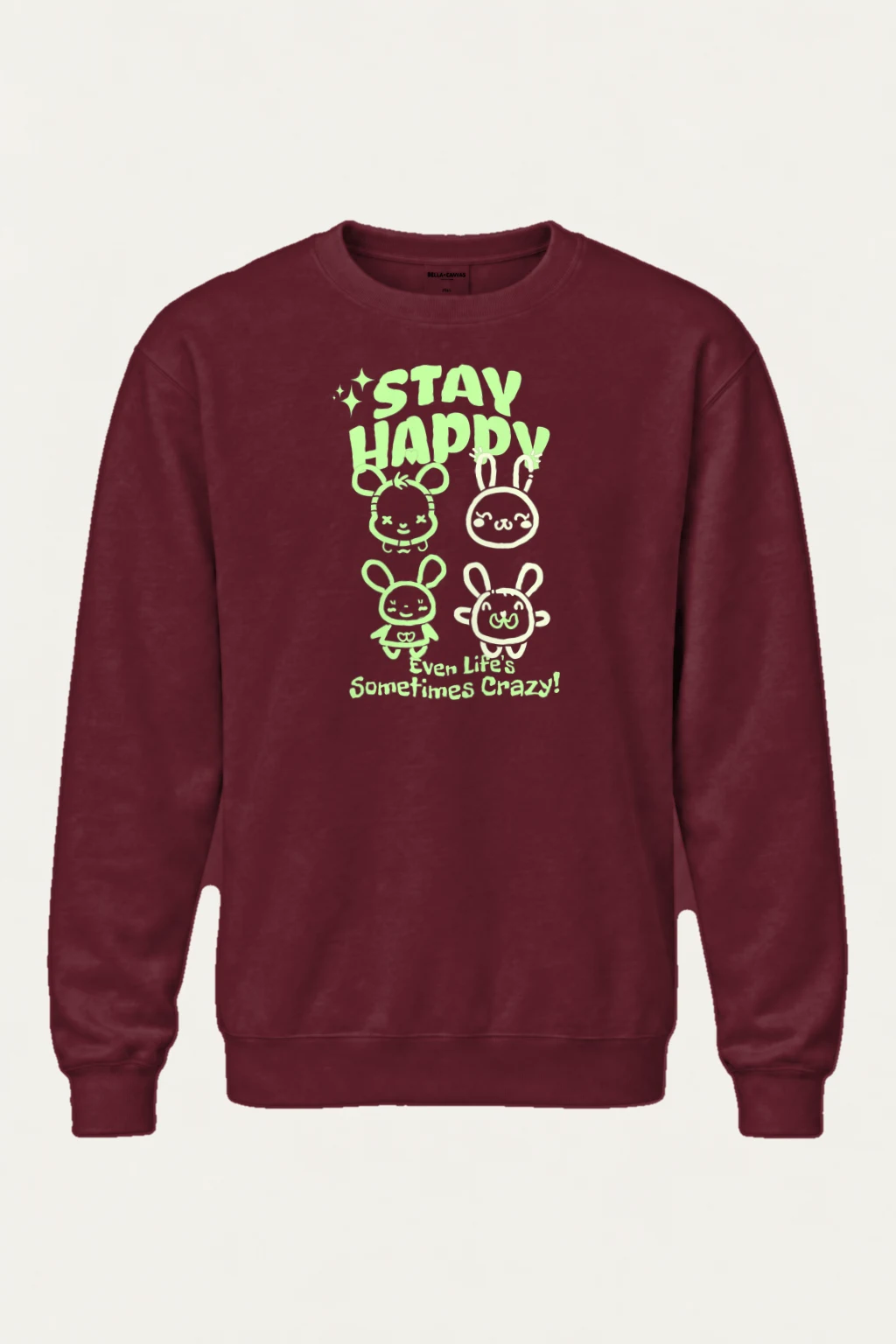 "Stay Happy Bunnies" Heavy Blend Unisex Crewneck Sweatshirt | Gildan 18000