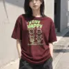 "Stay Happy Bunnies" Heavyweight Unisex Crewneck T-shirt | Gildan 5000