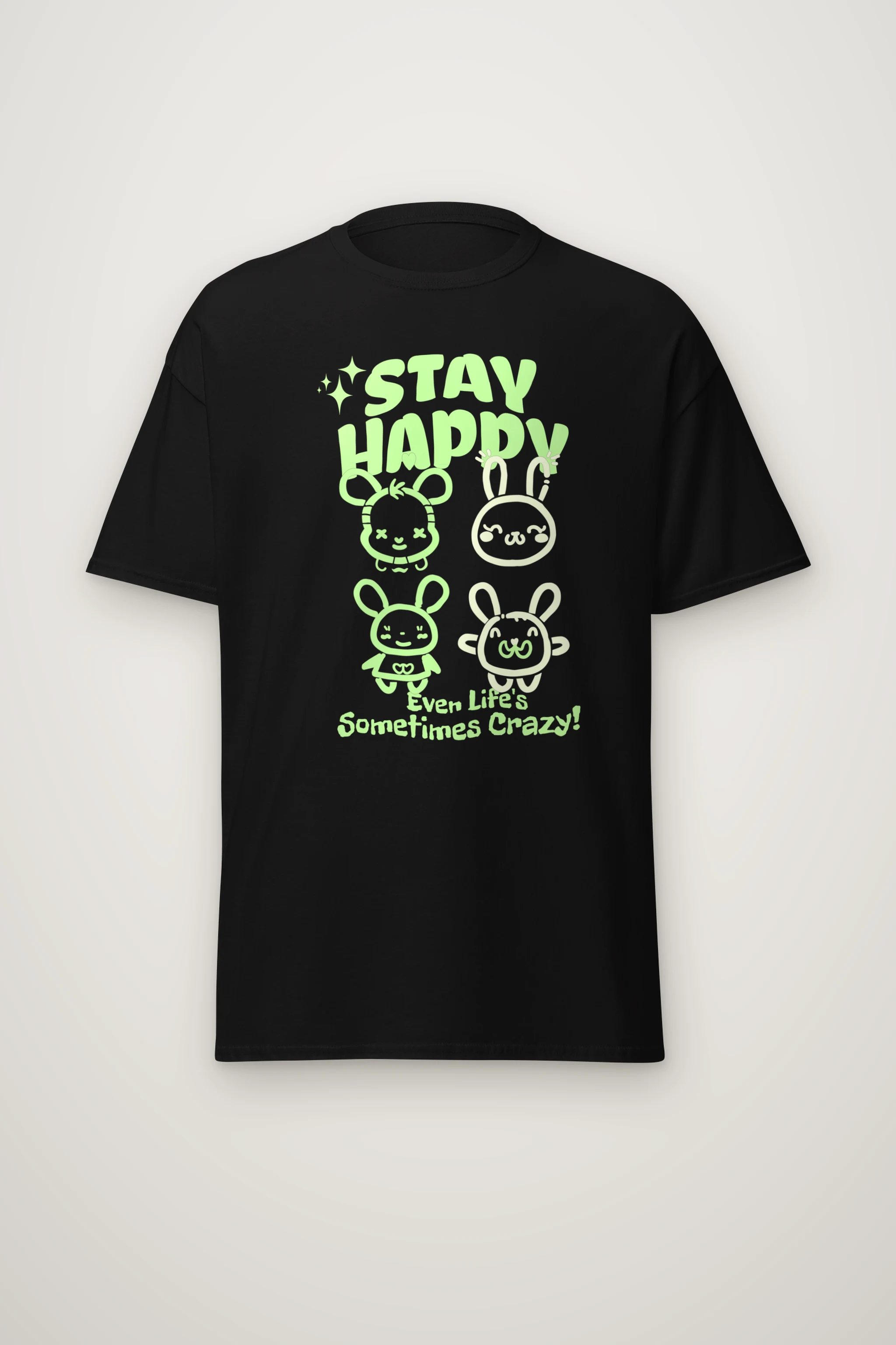"Stay Happy Bunnies" Heavyweight Unisex Crewneck T-shirt