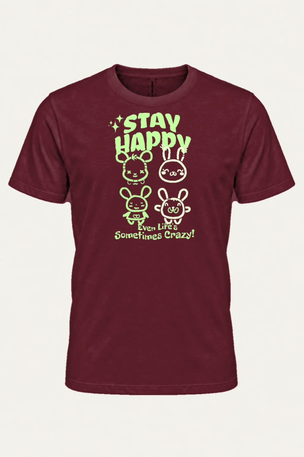 "Stay Happy Bunnies" Heavyweight Unisex Crewneck T-shirt | Gildan 5000