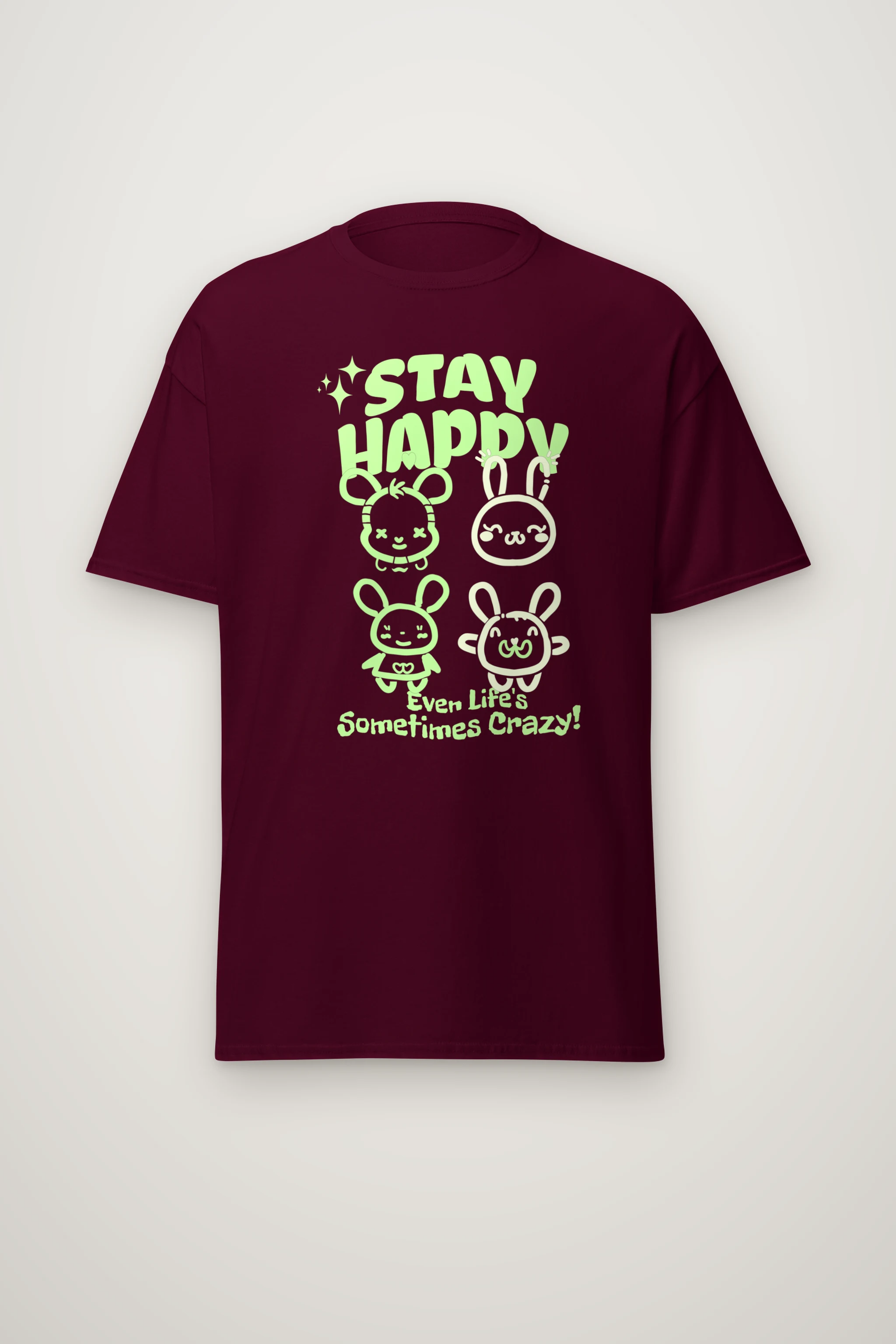 "Stay Happy Bunnies" Heavyweight Unisex Crewneck T-shirt