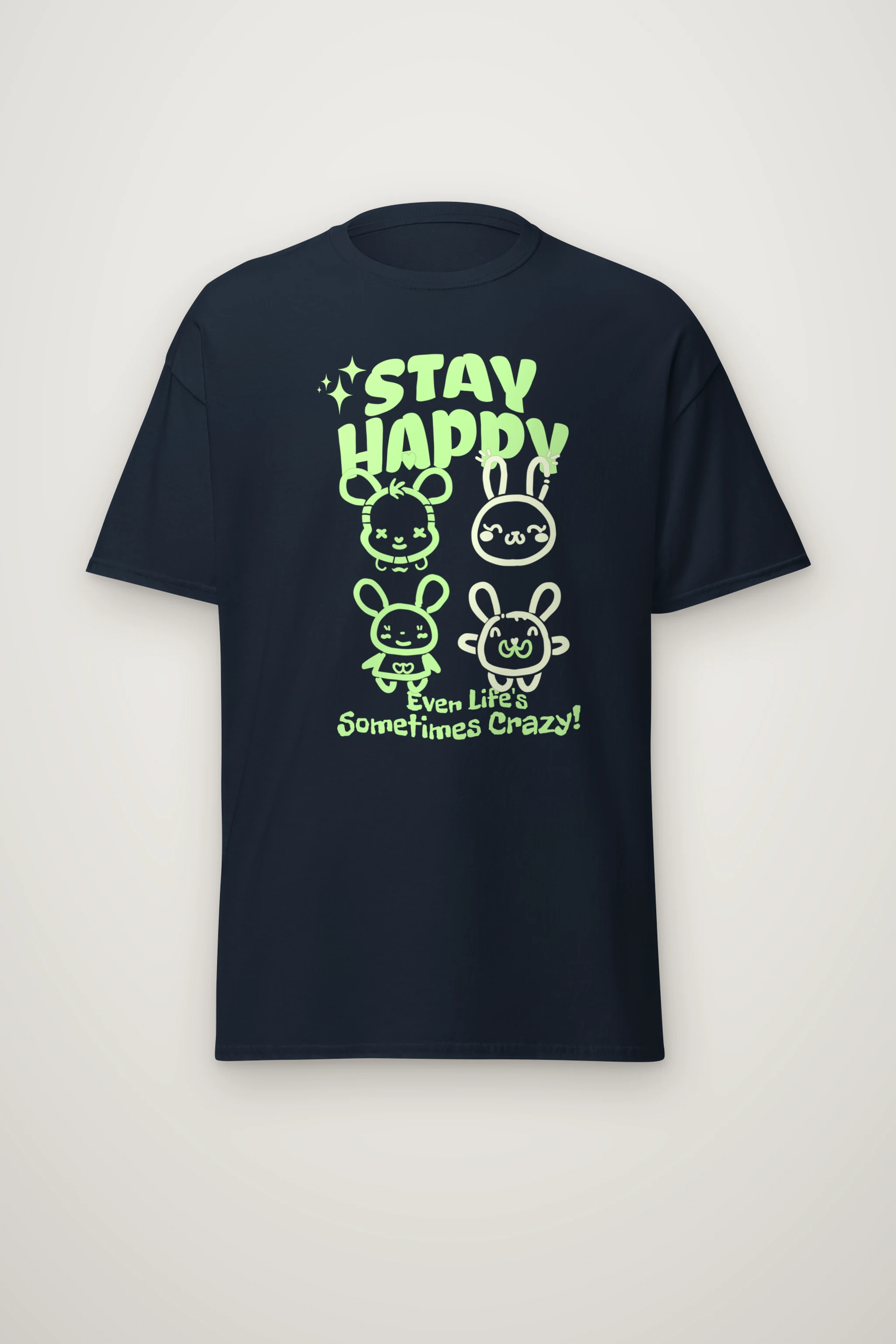 "Stay Happy Bunnies" Heavyweight Unisex Crewneck T-shirt