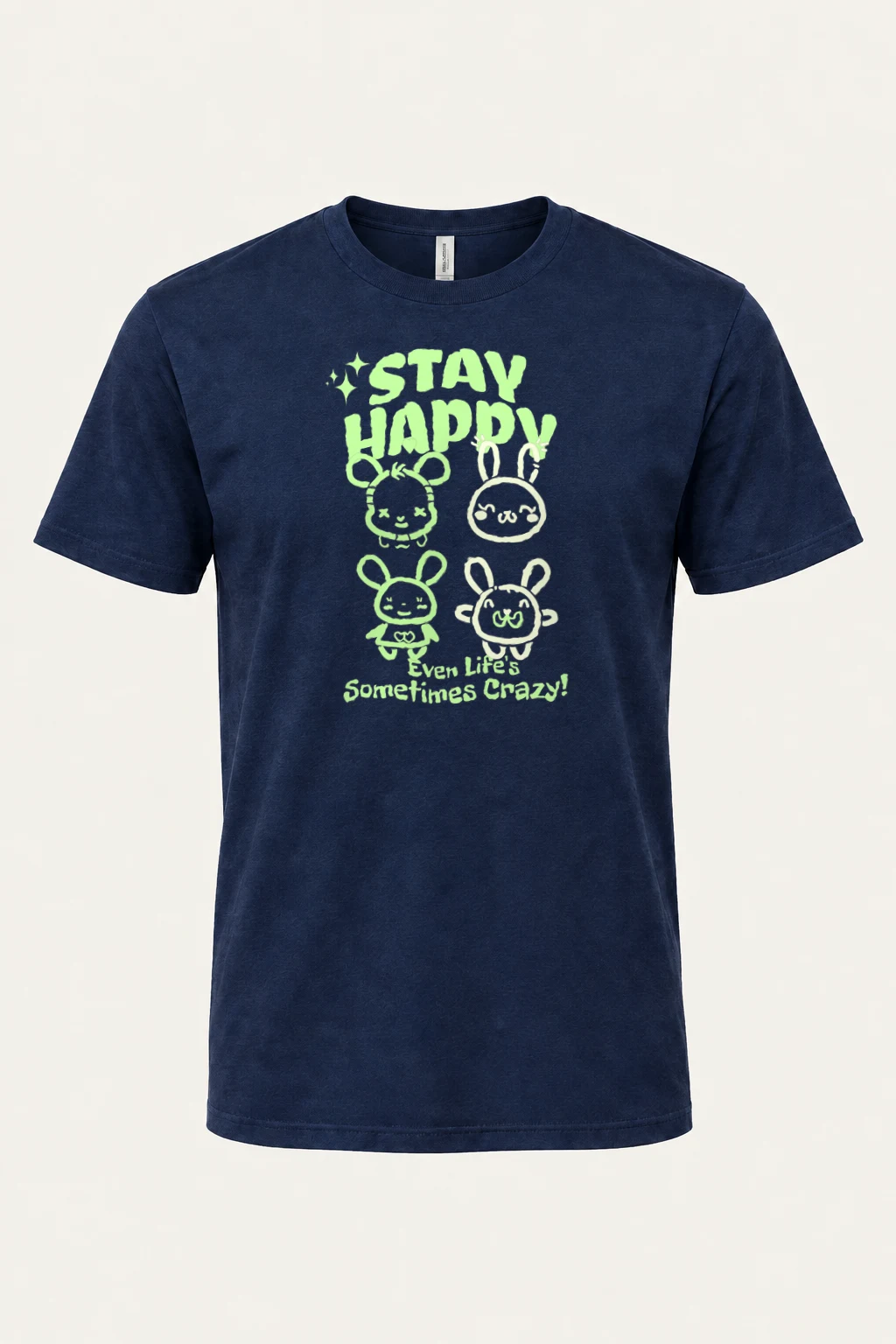 "Stay Happy Bunnies" Heavyweight Unisex Crewneck T-shirt | Gildan 5000
