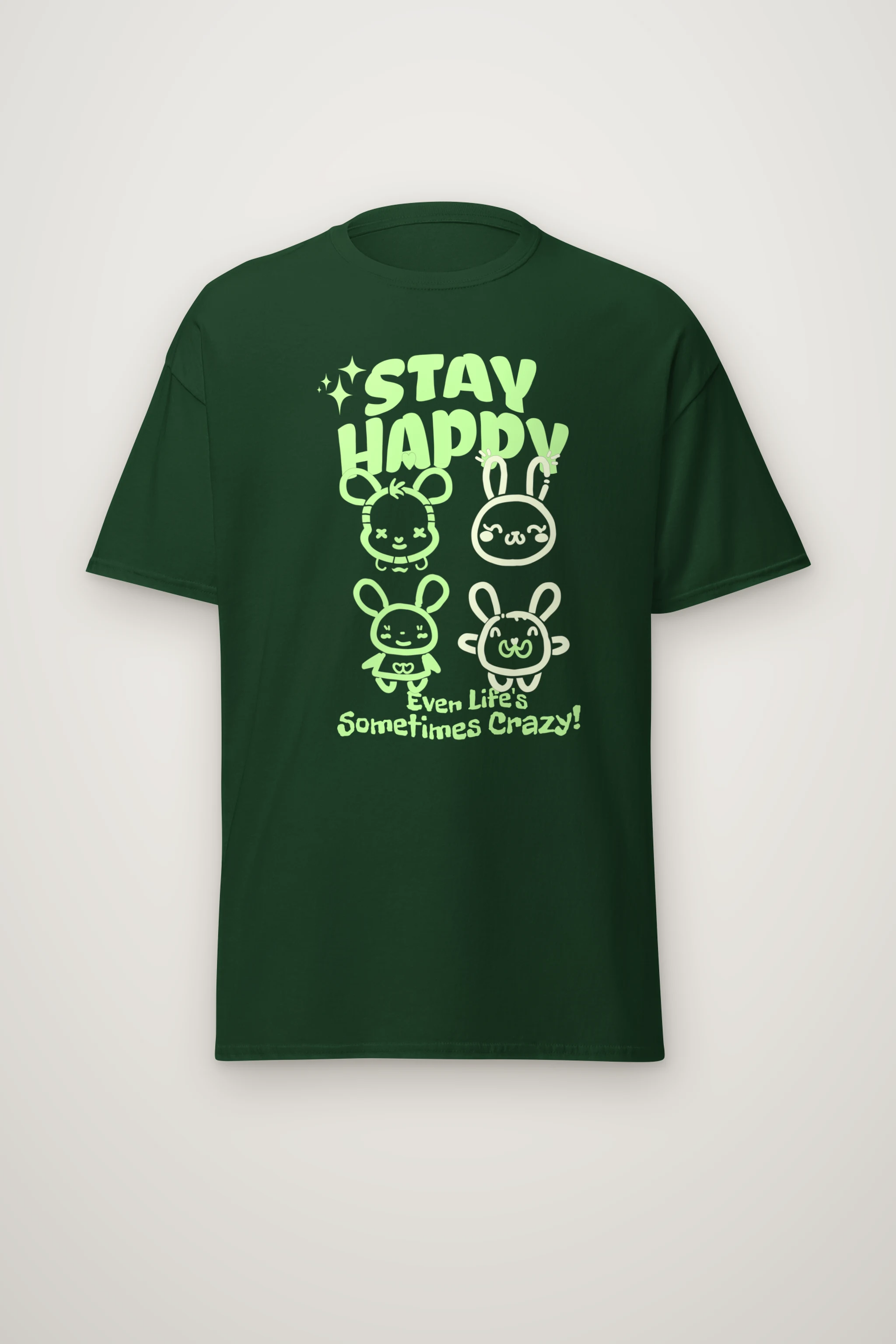 "Stay Happy Bunnies" Heavyweight Unisex Crewneck T-shirt