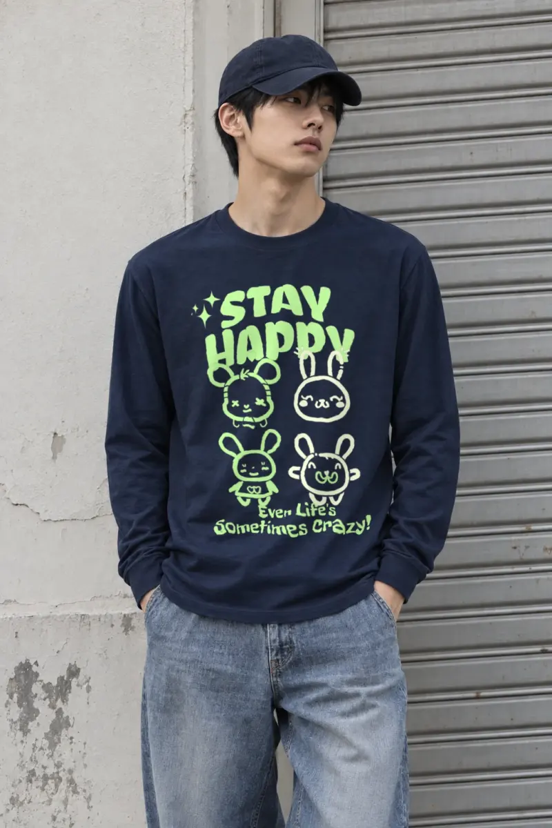 "Stay Happy" Unisex Longsleeve T-shirt | Gildan 2400
