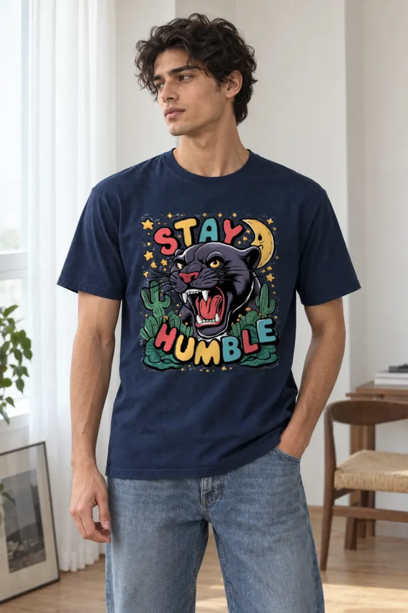 "Stay Humble Panther" Heavyweight Unisex Crewneck T-shirt | Gildan 5000