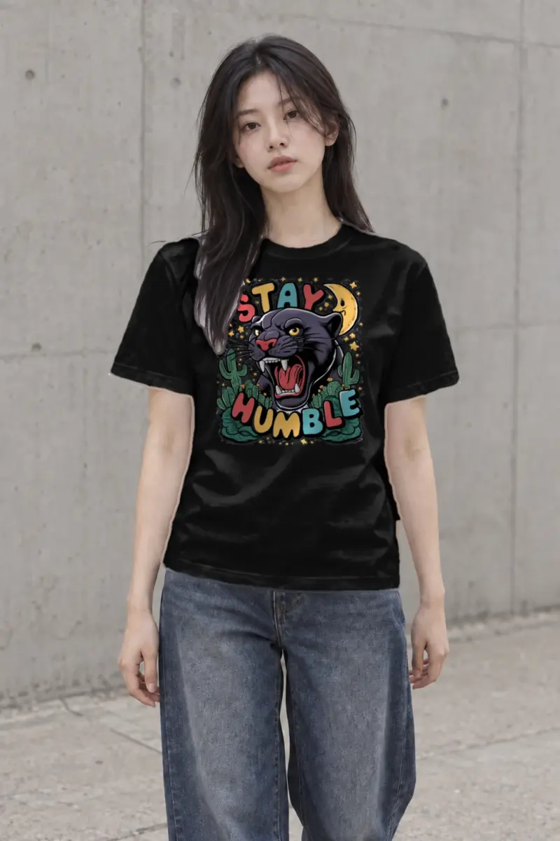 "Stay Humble Panther" Heavyweight Unisex Crewneck T-shirt | Gildan 5000