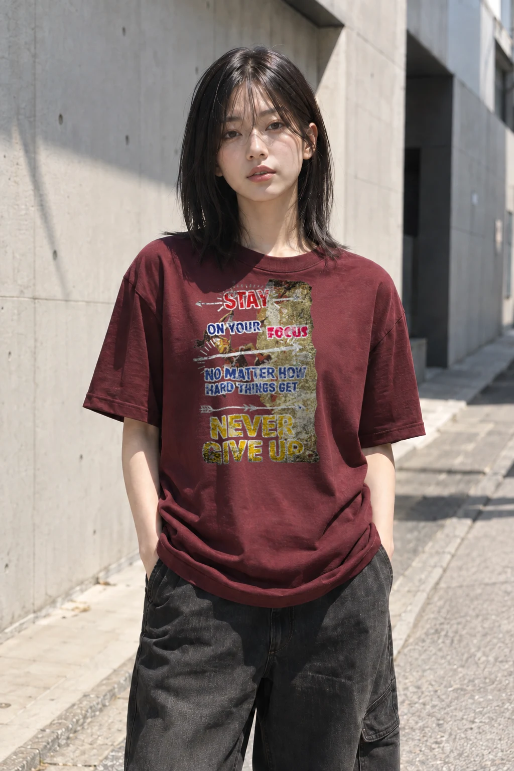 "Stay On Your Focus" Heavyweight Unisex Crewneck T-shirt | Gildan 5000