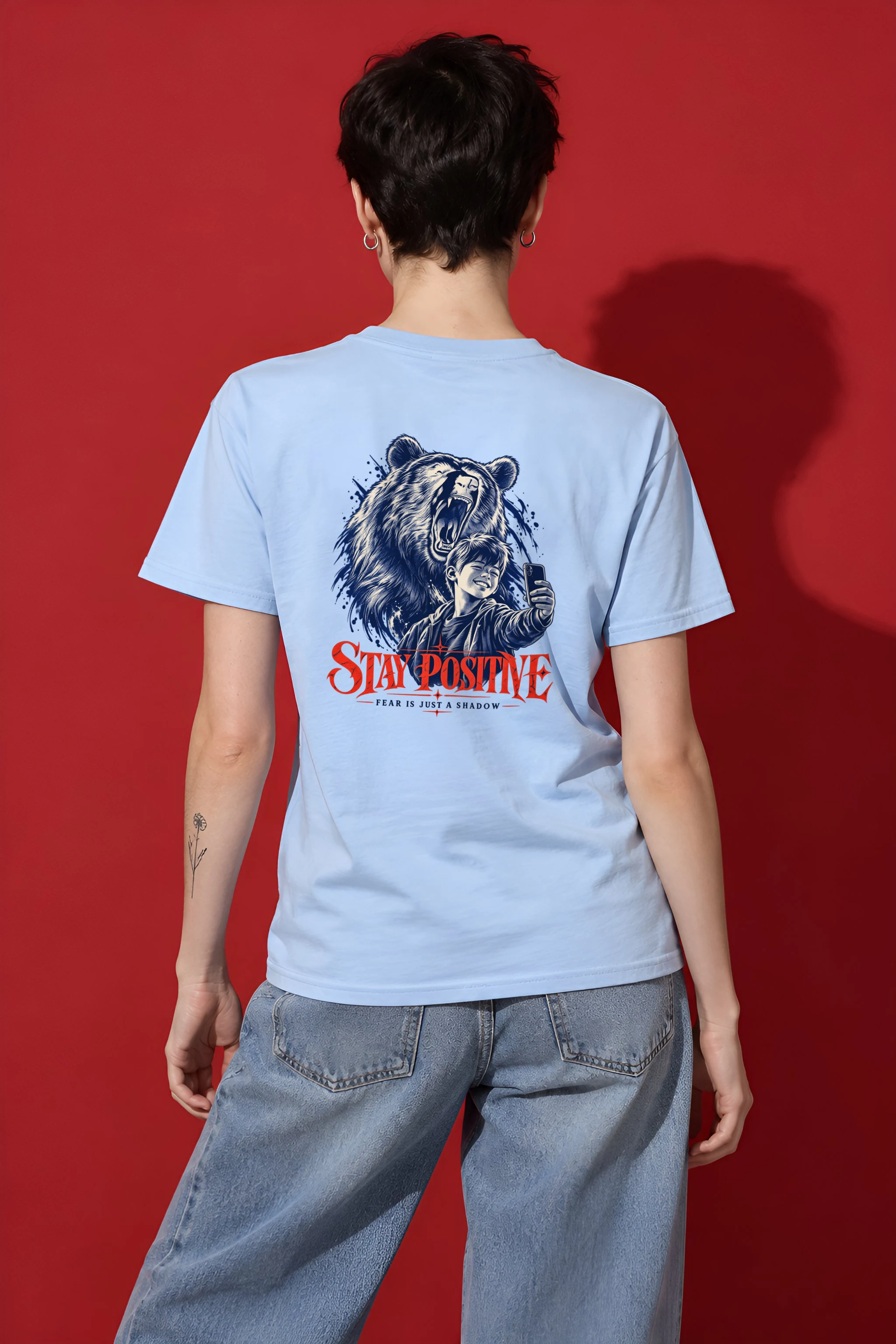 "Stay Positive" Heavyweight Unisex Crewneck T-shirt