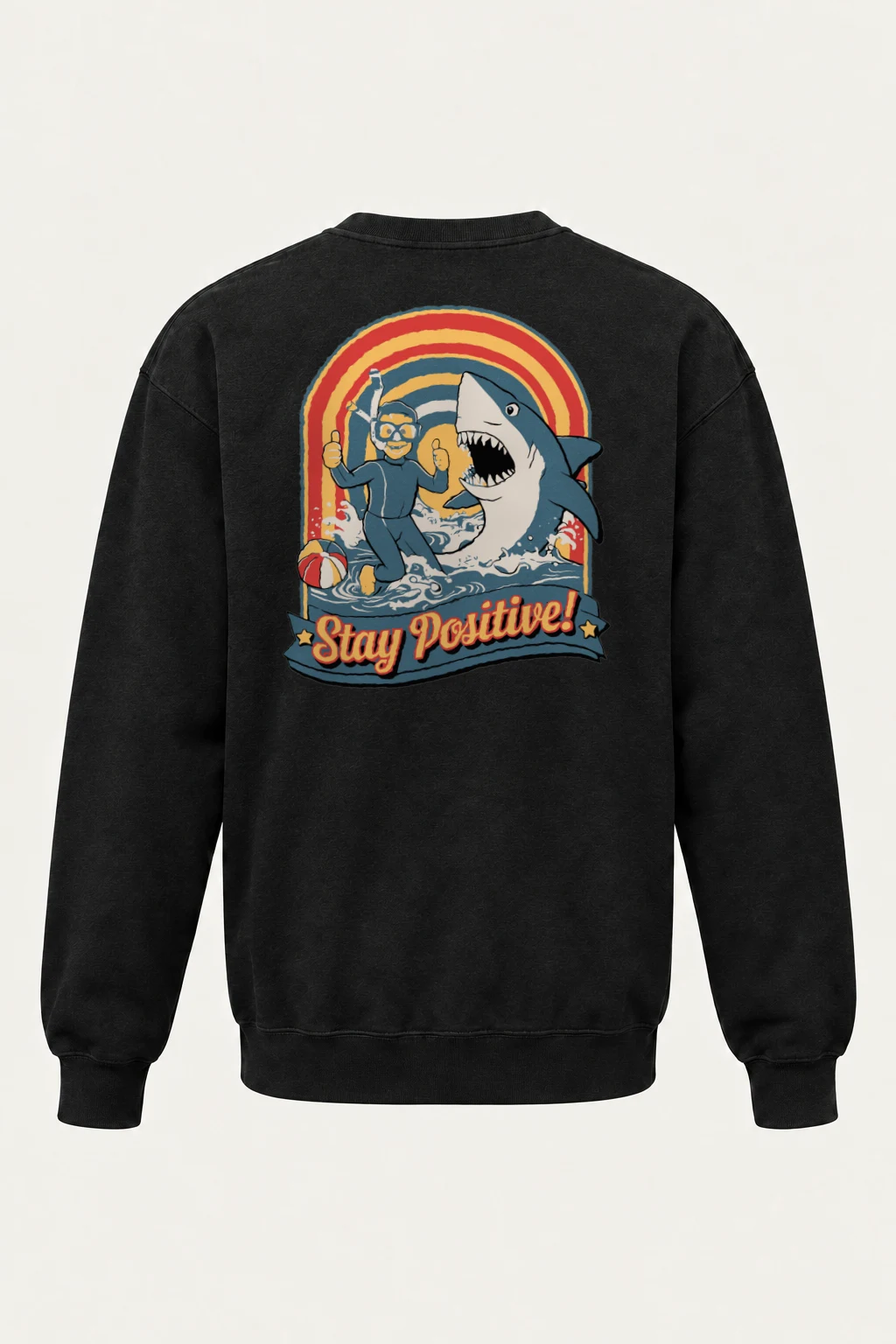 "Stay Positive Surf" Heavy Blend Unisex Crewneck Sweatshirt | Gildan 18000