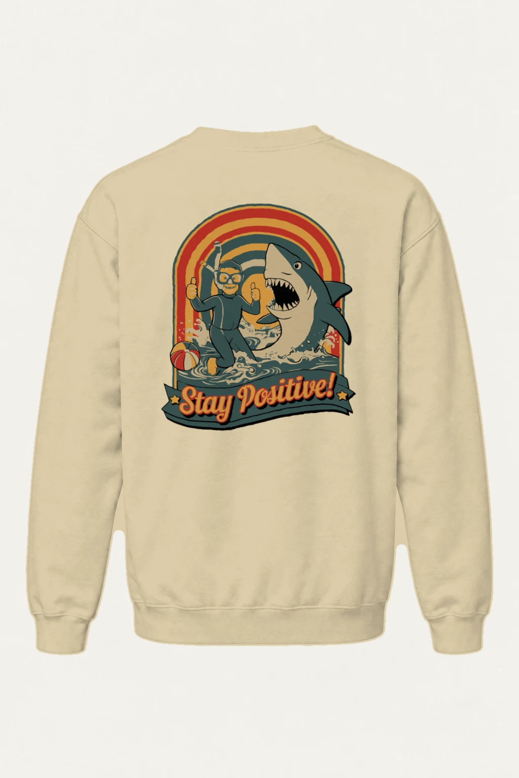 "Stay Positive Surf" Heavy Blend Unisex Crewneck Sweatshirt | Gildan 18000