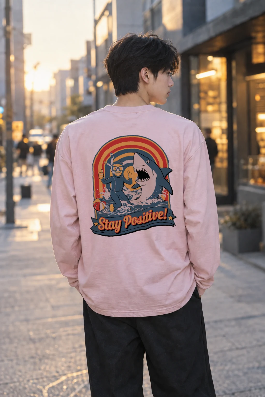 "Stay Positive Surf" Unisex Longsleeve T-shirt | Gildan 2400