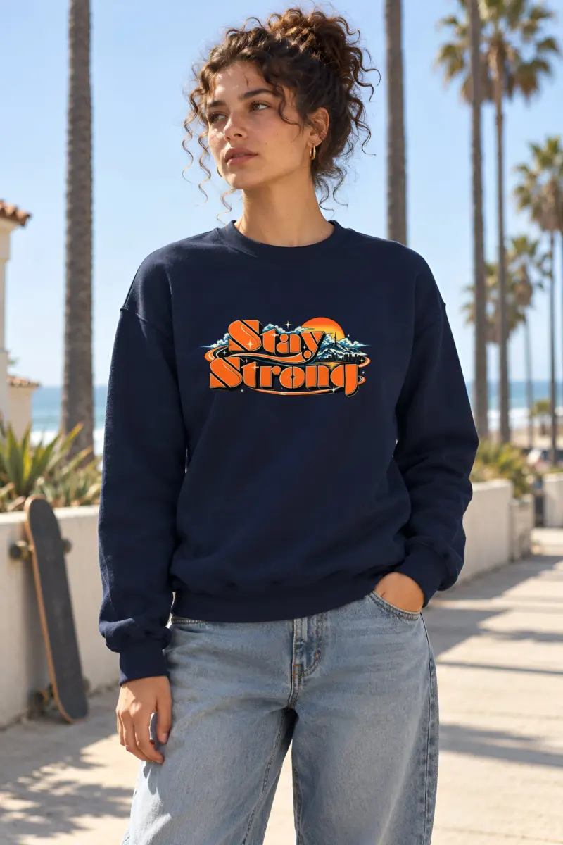 "Stay Strong Retro Banner" Heavy Blend Unisex Crewneck Sweatshirt