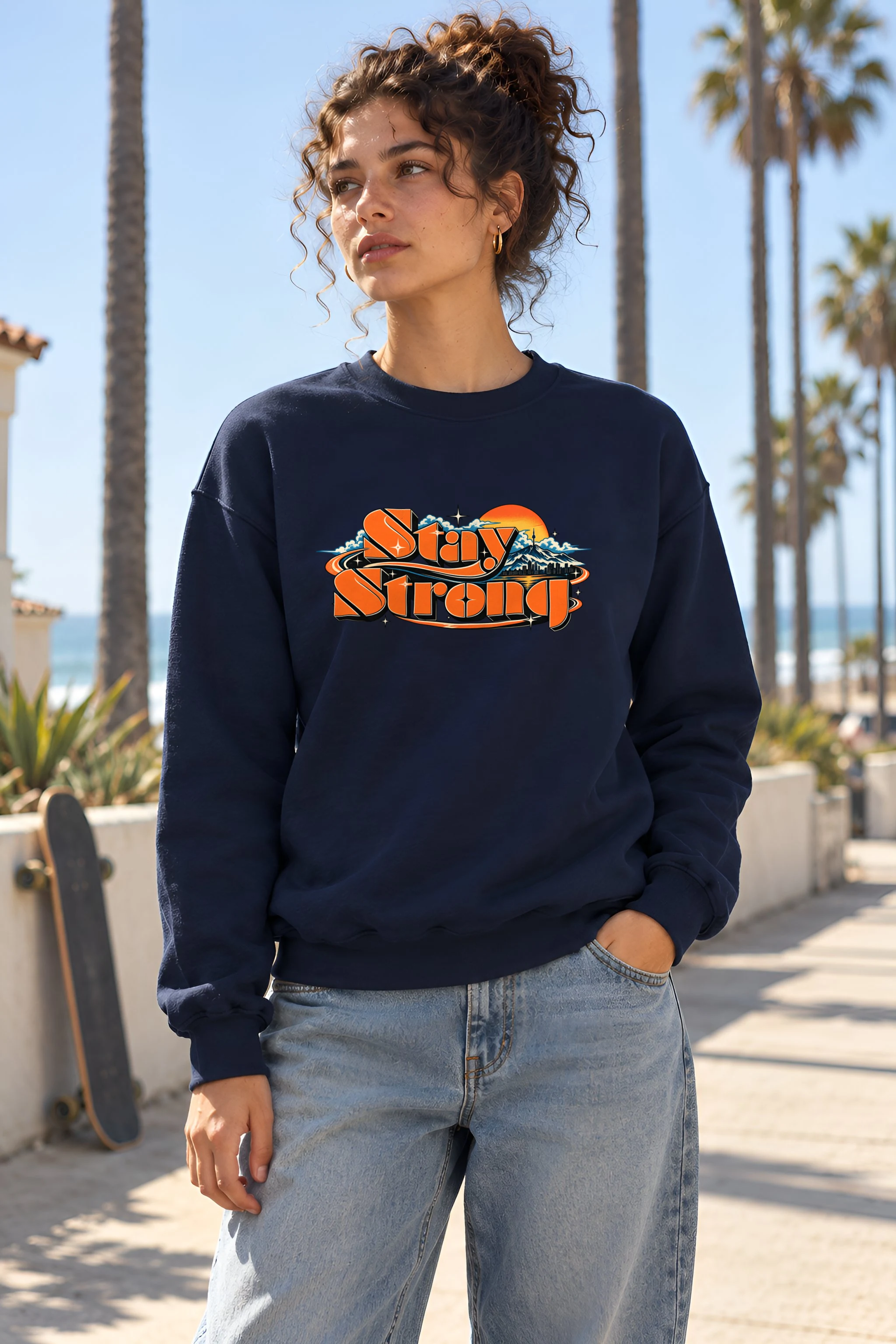 "Stay Strong Retro Banner" 1 Crewneck Sweatshirt