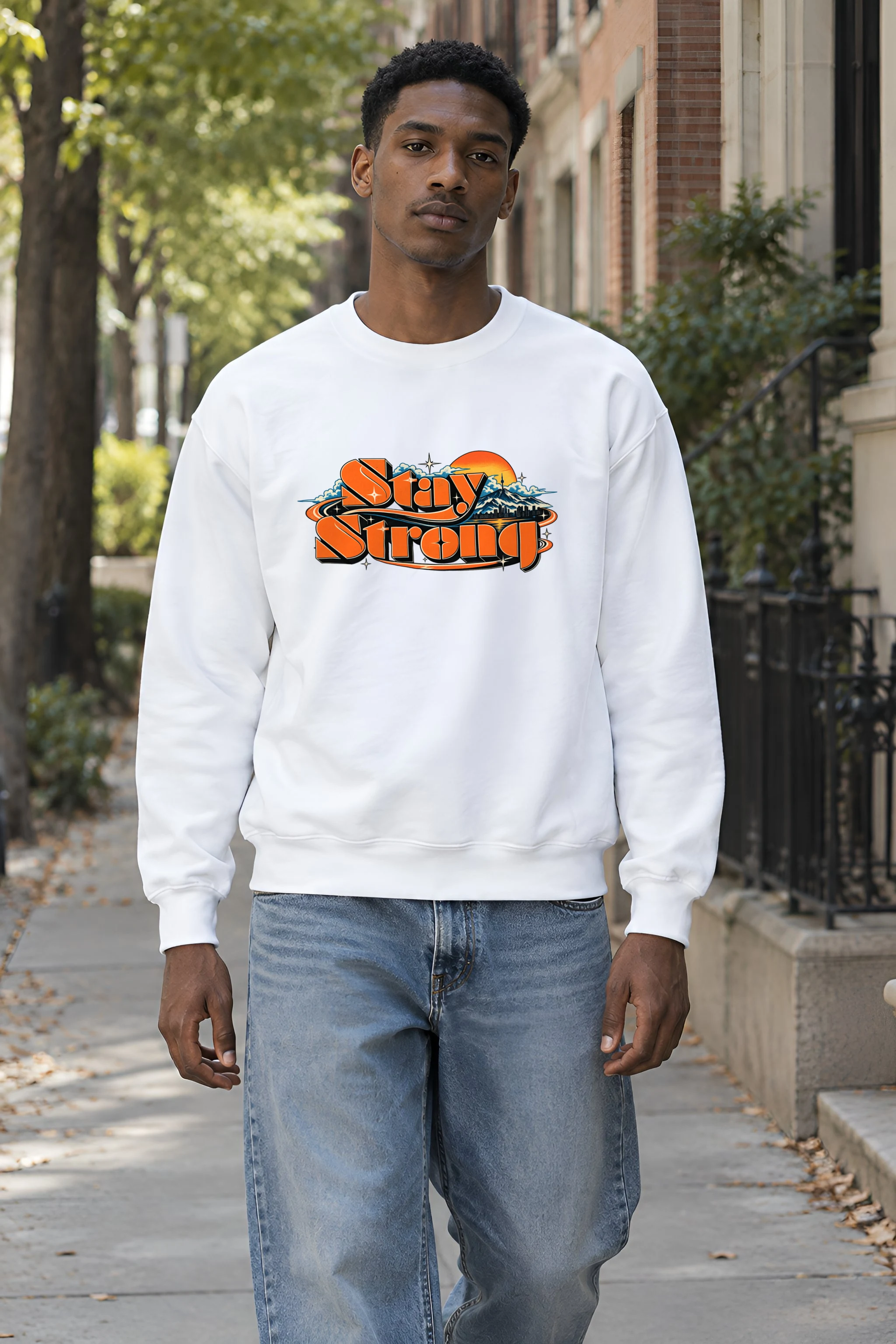 "Stay Strong Retro Banner" 1 Crewneck Sweatshirt
