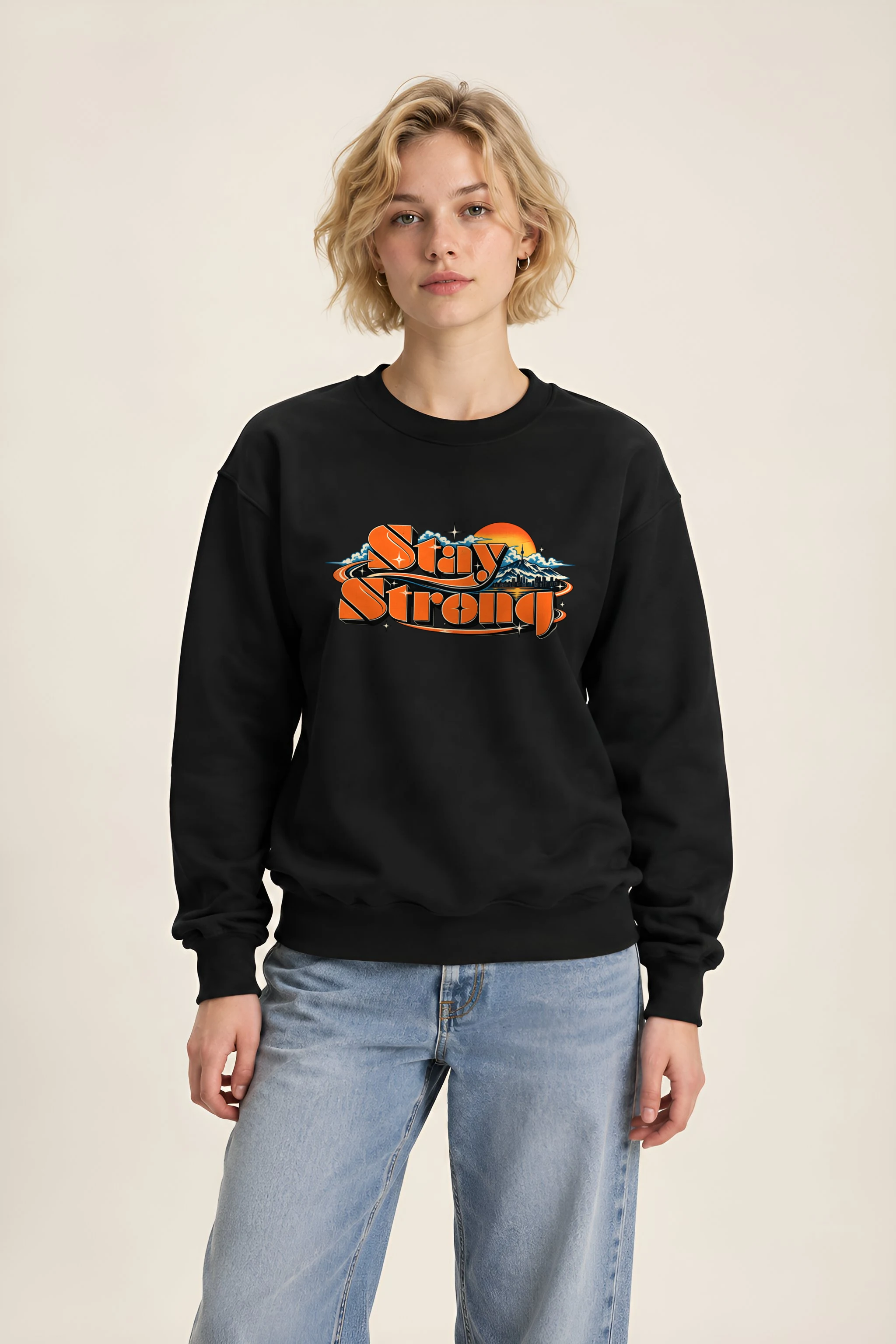 "Stay Strong Retro Banner" 1 Crewneck Sweatshirt