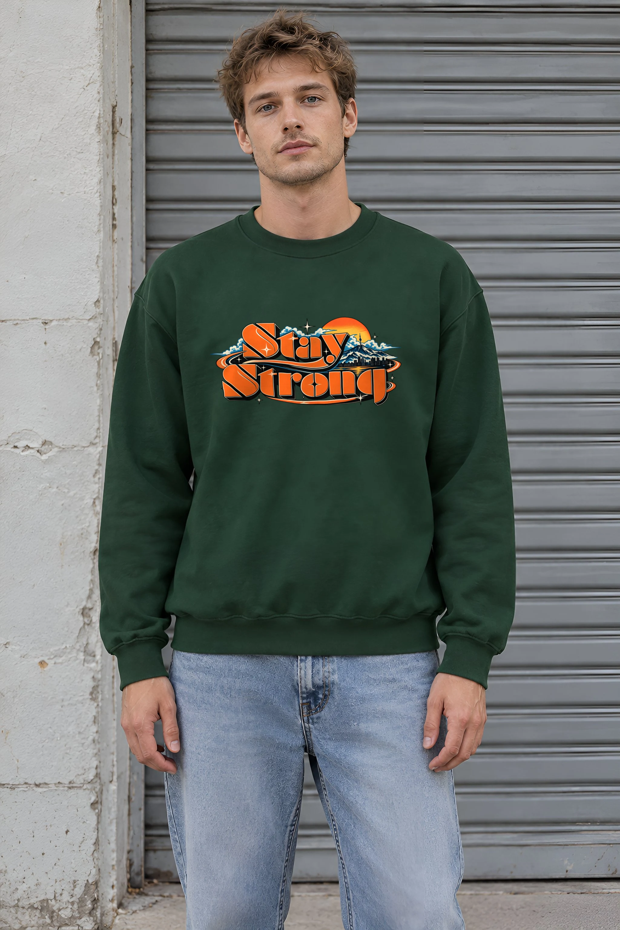 "Stay Strong Retro Banner" 1 Crewneck Sweatshirt
