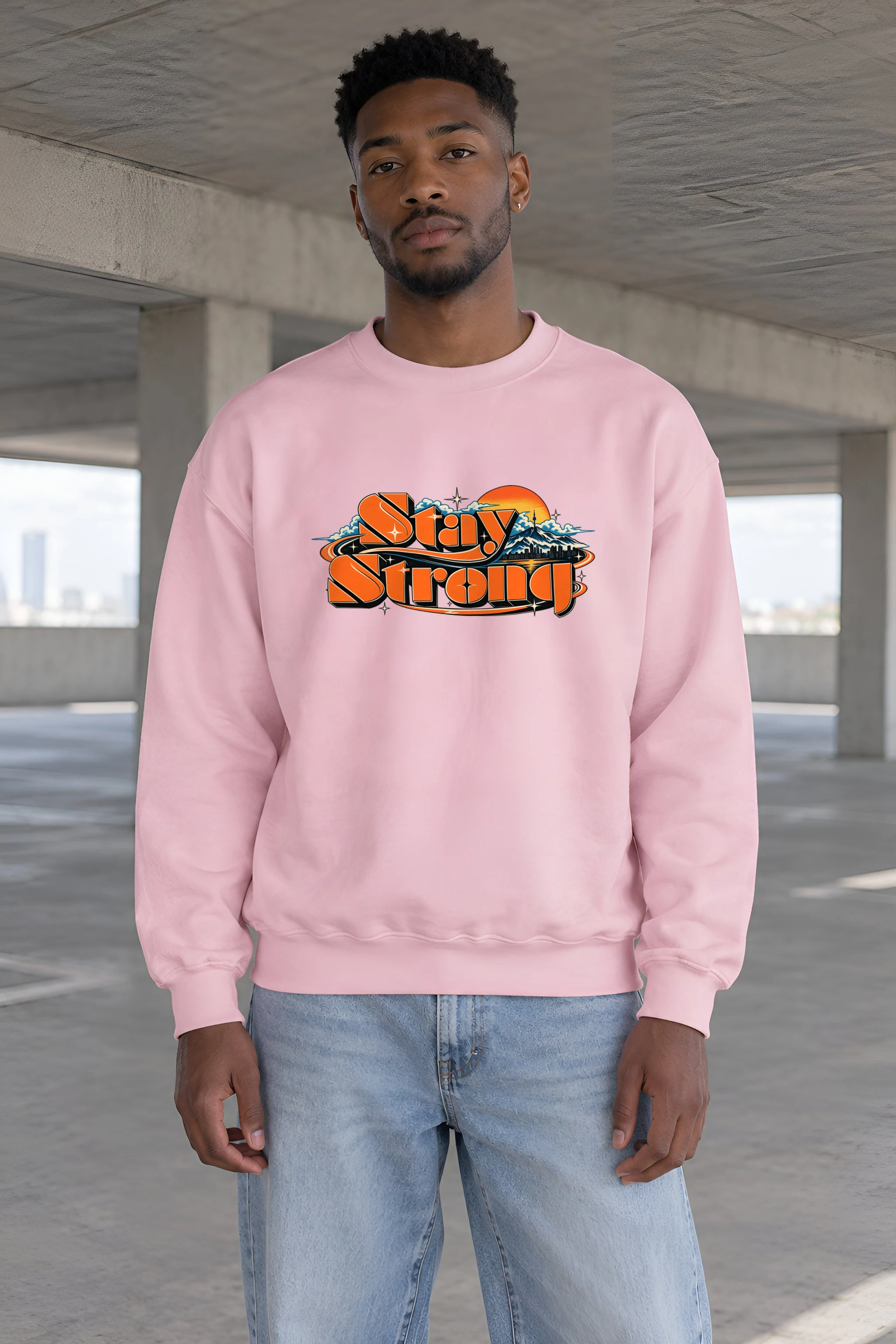 "Stay Strong Retro Banner" 1 Crewneck Sweatshirt