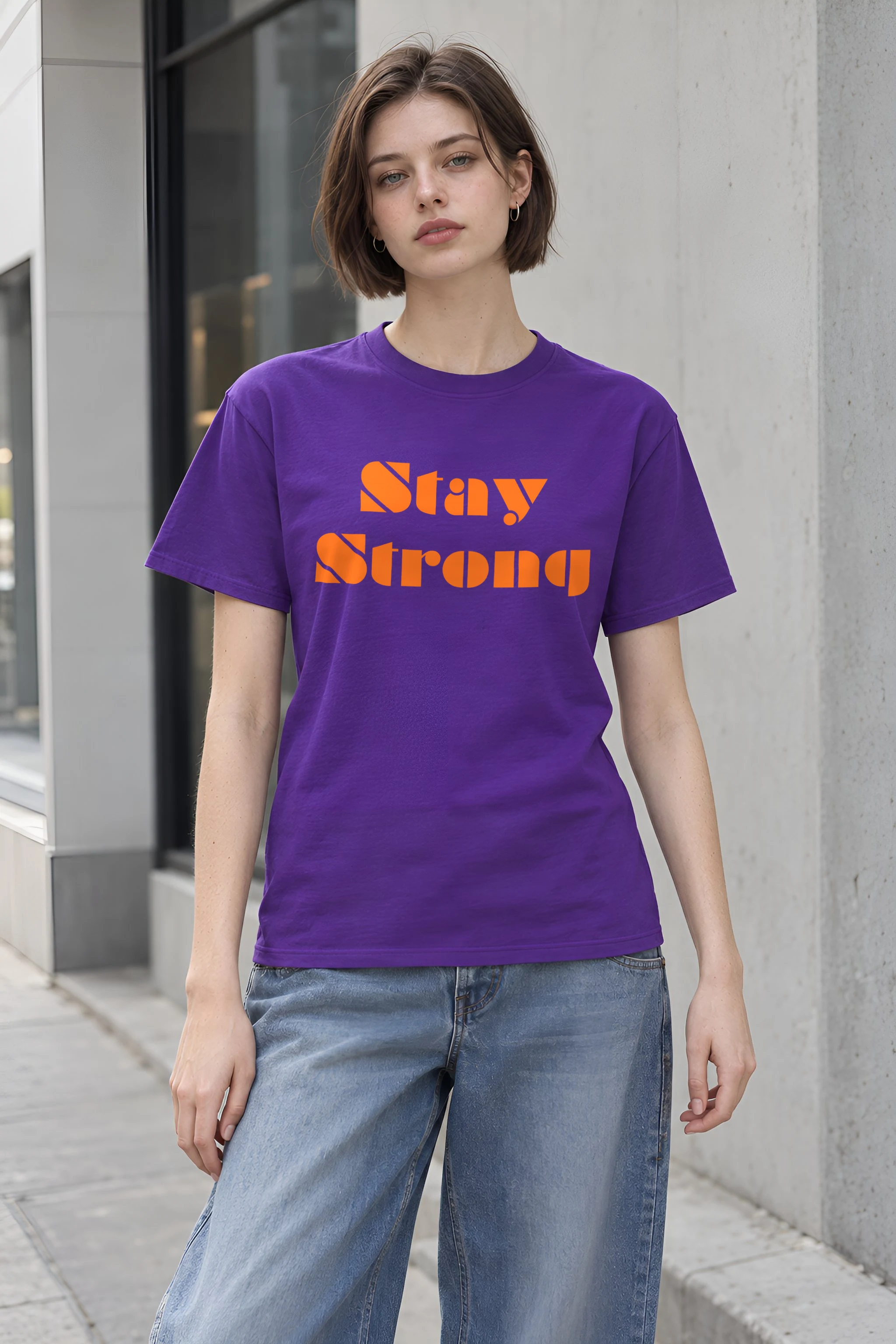 "Stay Strong Retro Banner" Heavyweight Unisex Crewneck T-shirt